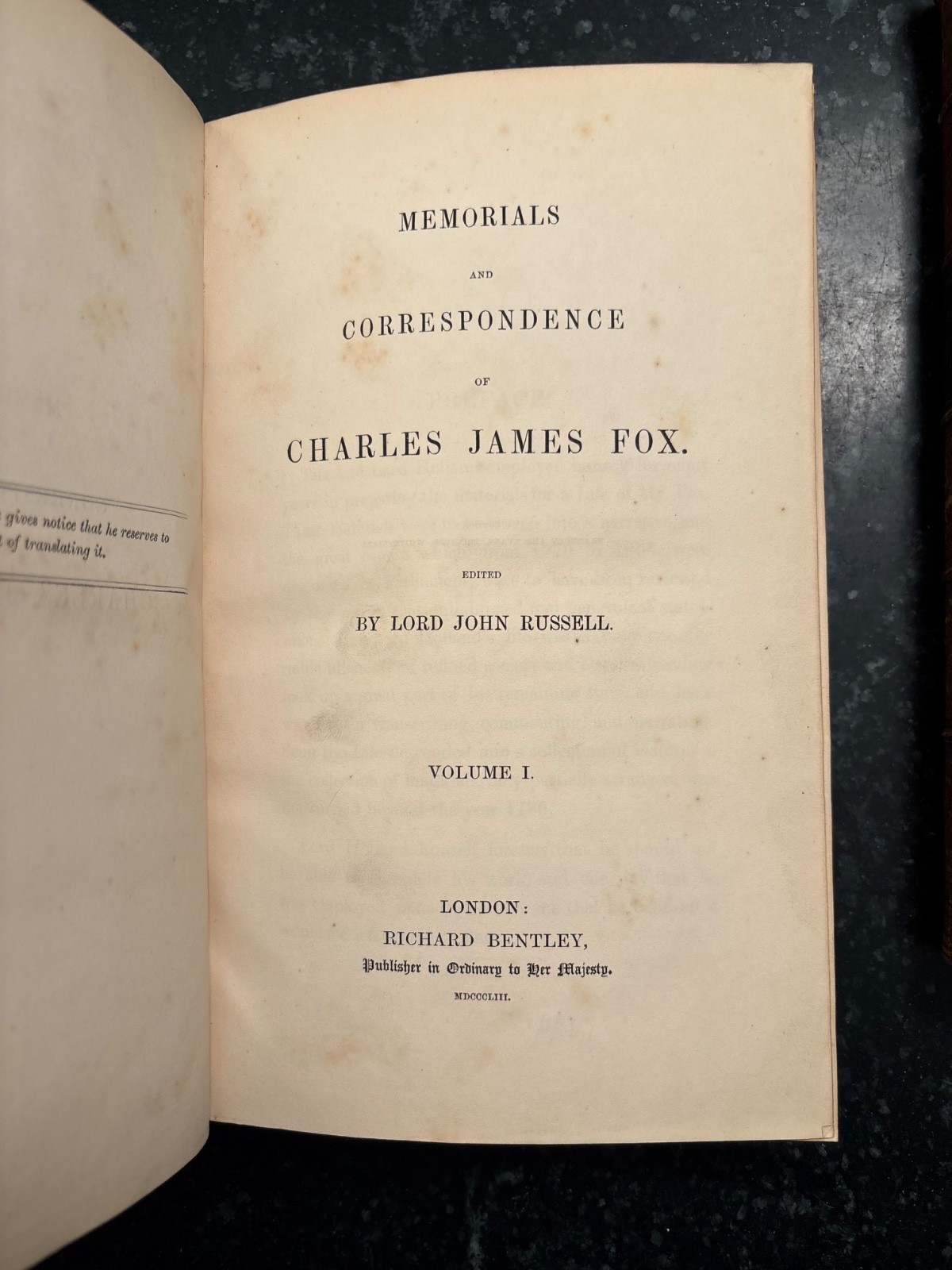 Correspondence C.J. Fox 4 Vols. Ed. Lord John Russell London : Richard Bentley