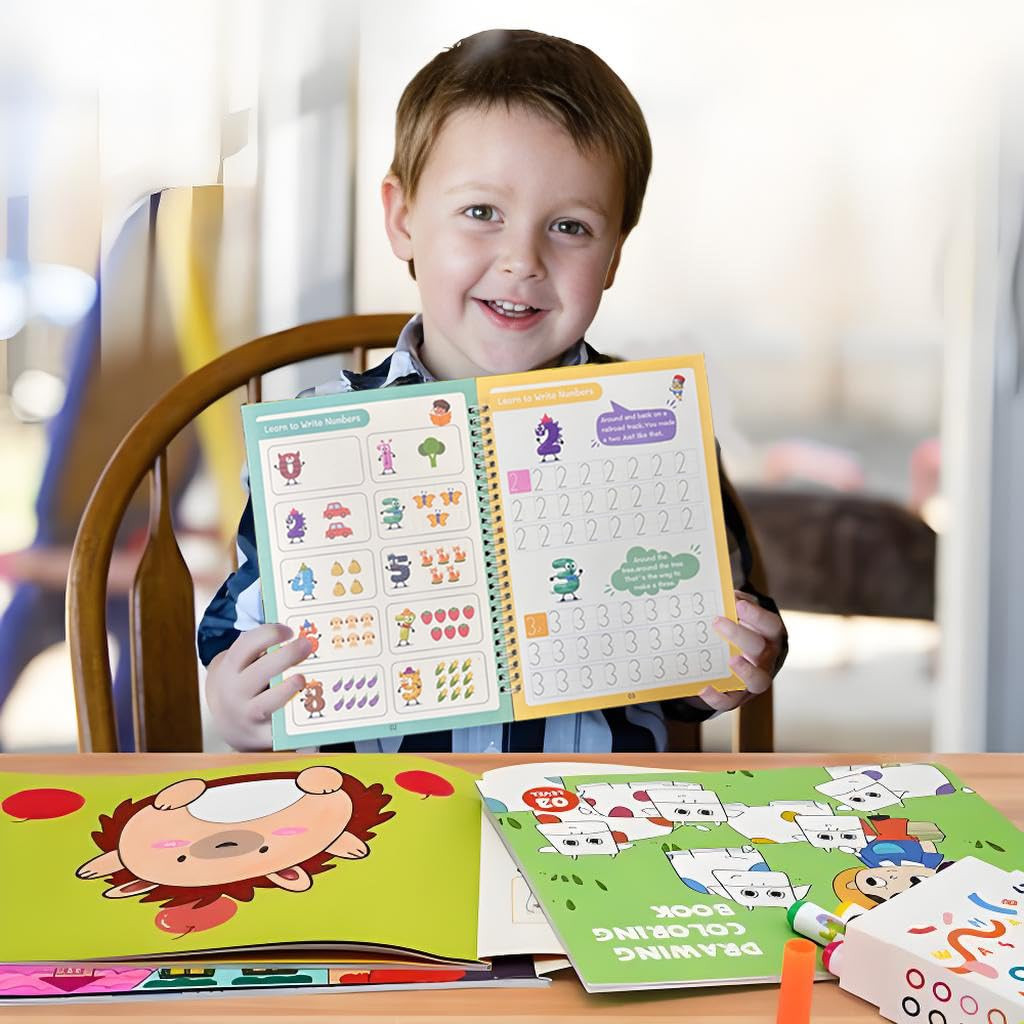 Magic Grooved Writing Practice Books, Reusable Handwriting Practice for Kids 3+