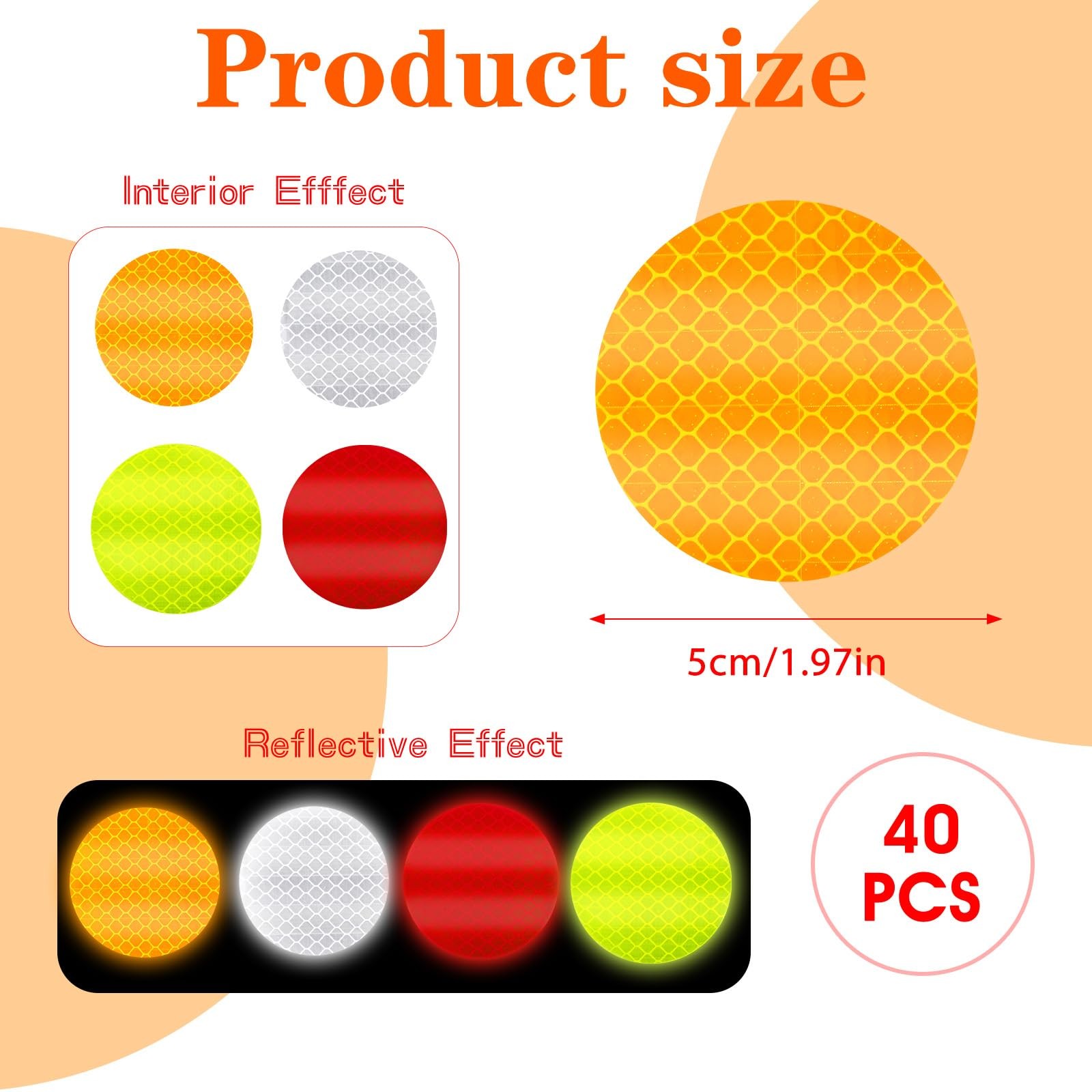 40Pcs HeavyDuty Waterproof Reflective Tape Stickers 5cm for Vehicle Safety