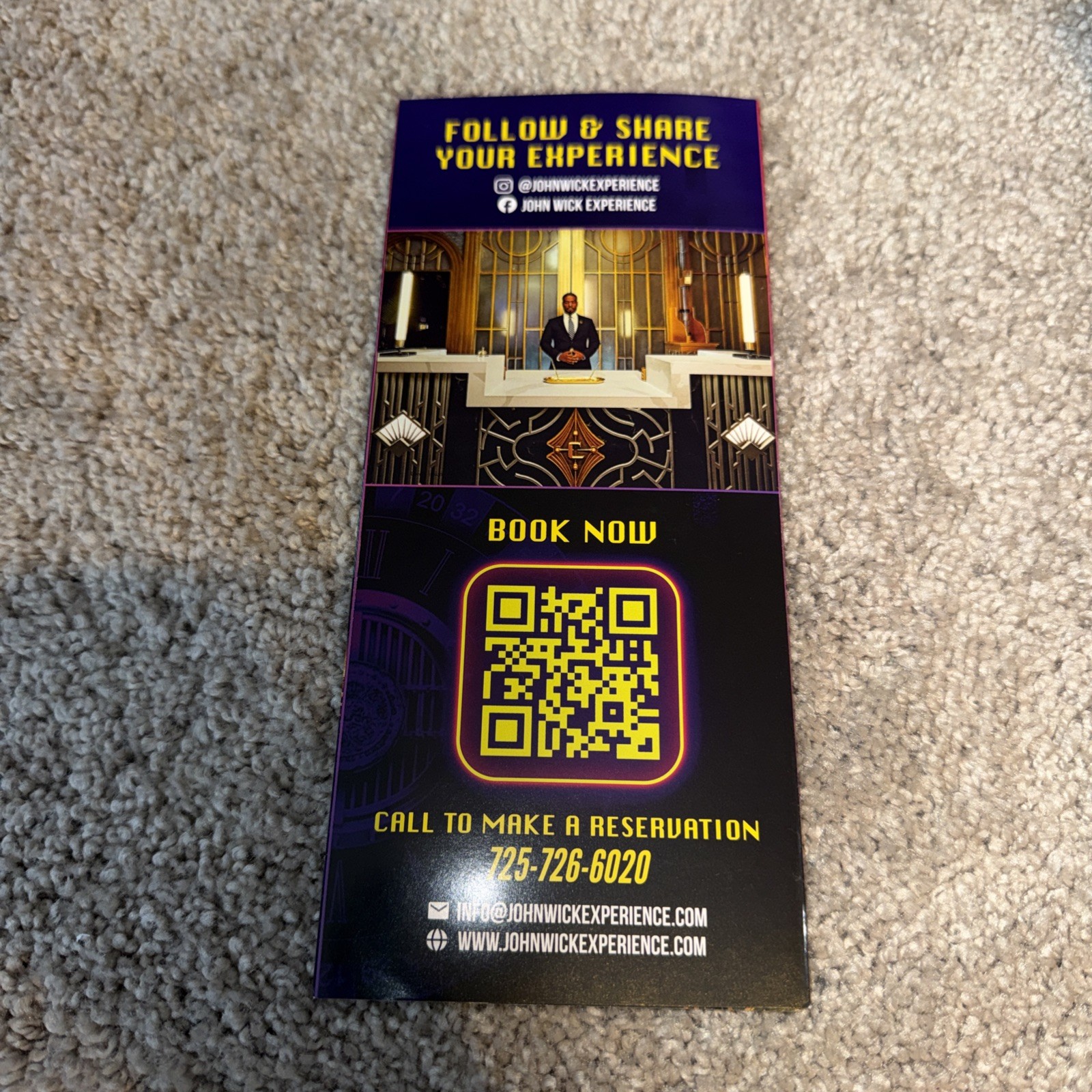John Wick Experience Area 15 Brochure Pamphlet Flyer Las Vegas Nevada