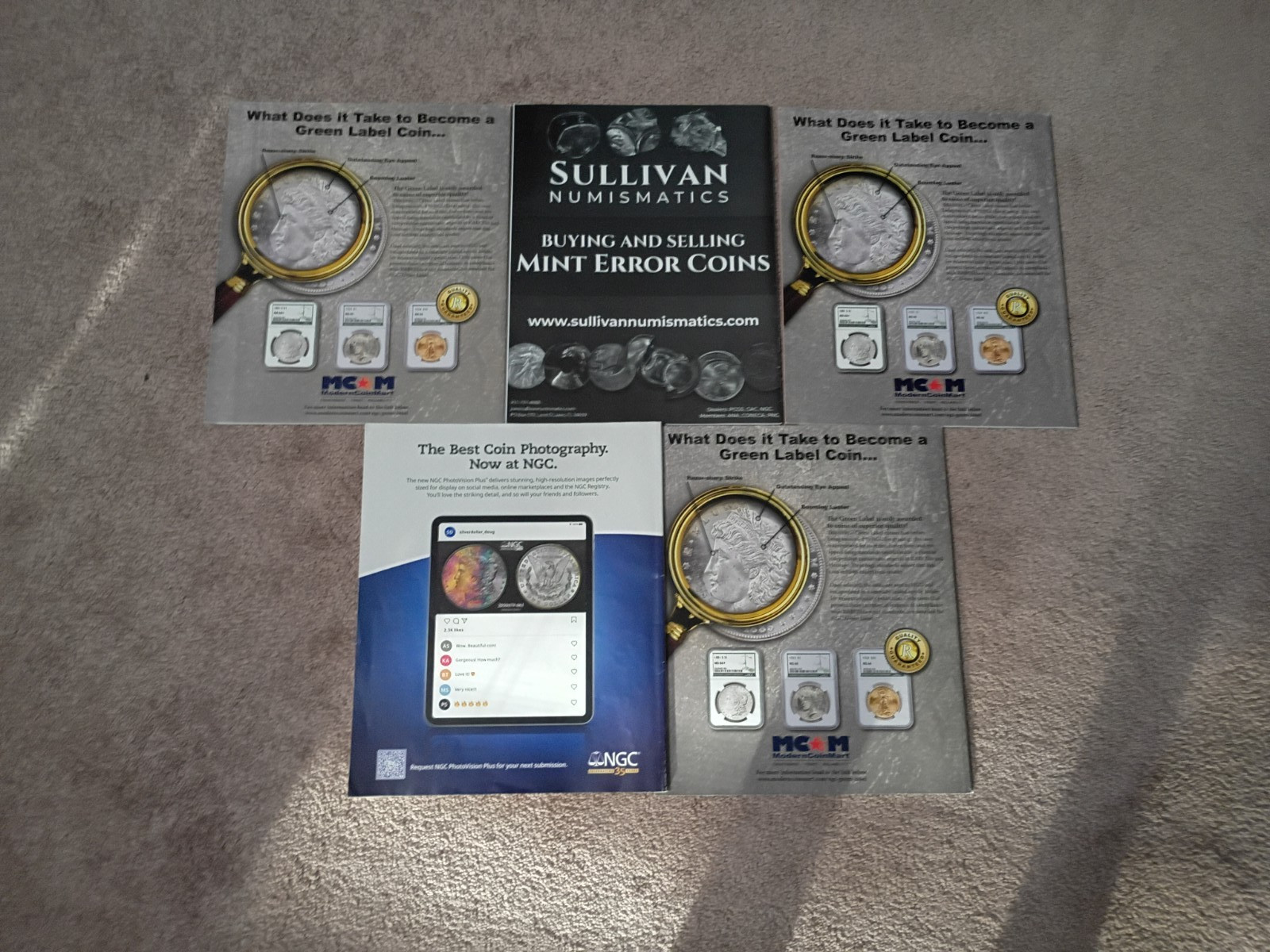 Starter set of four greysheet magazines and one errorscope magazine.