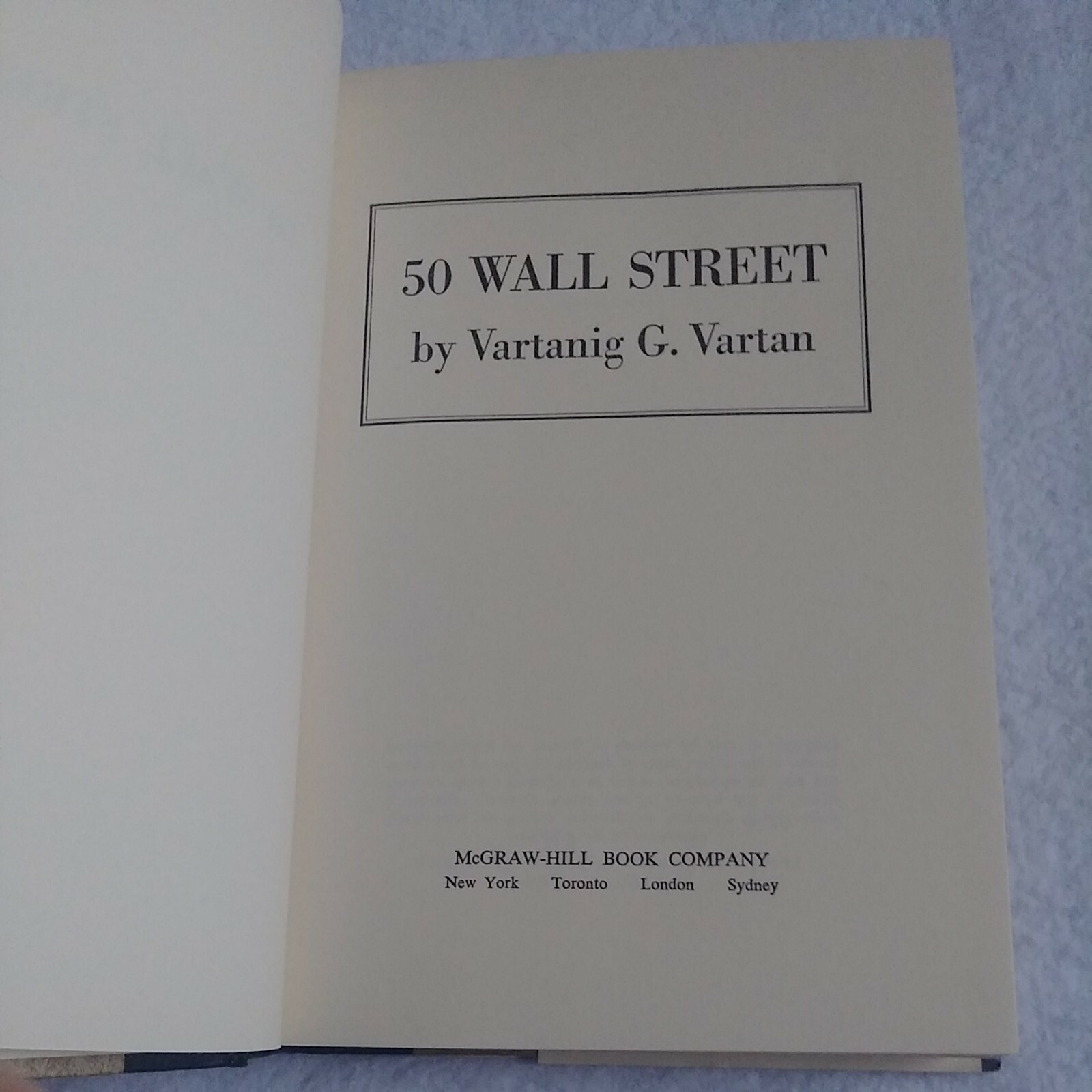 50 Wall Street by Vartanig G. Vartan Hardcover Self Help Bestseller