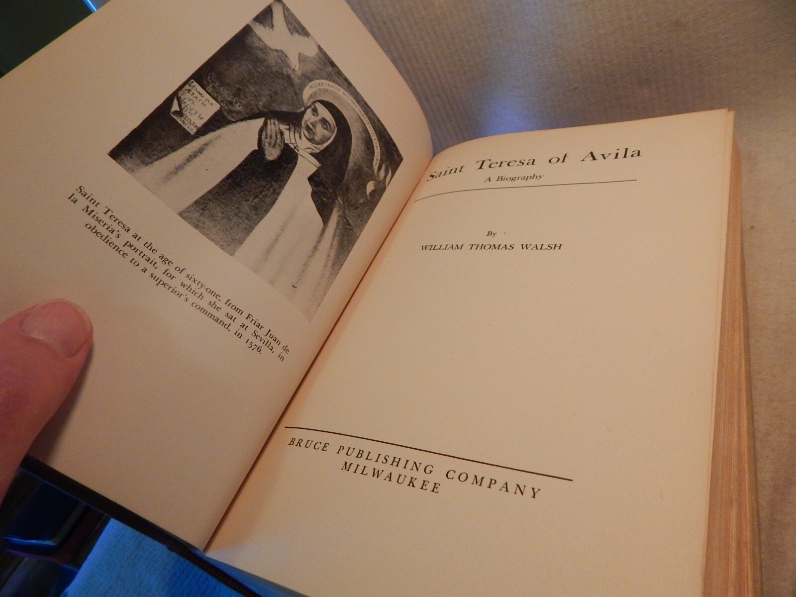 VTG 1944 CATHOLIC BOOK SAINT TERESA 51/4 X 91/2 592 PAGES 4 TH PRINTING