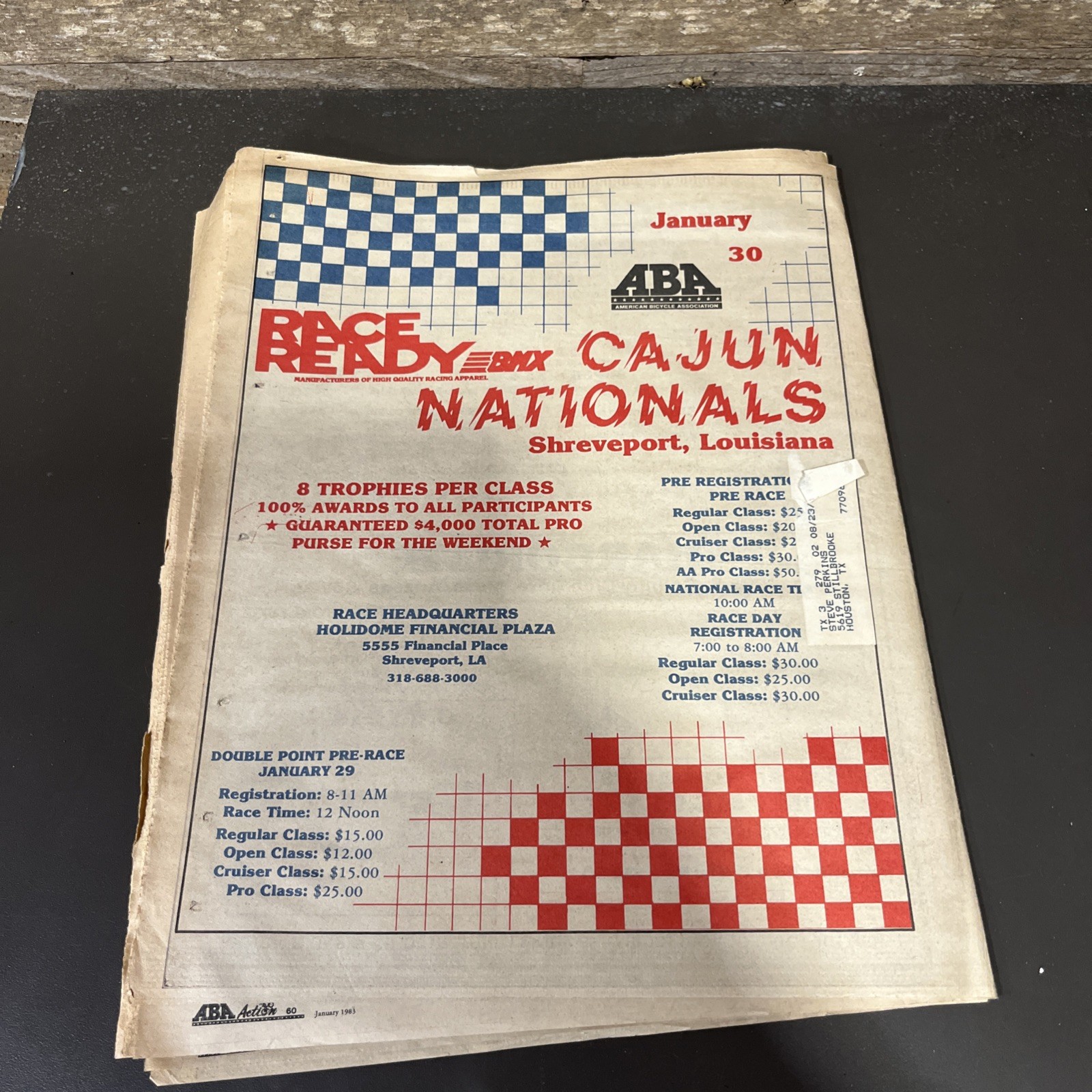 ABA Action Jan 1983 Bmx Newspaper Magazine Ephemera Points