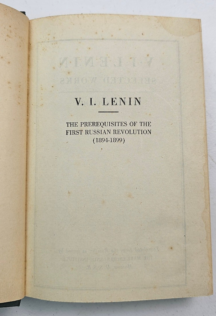 Vladimir I. Lenin Selected Works Vol 1 The Prerequisites USSR