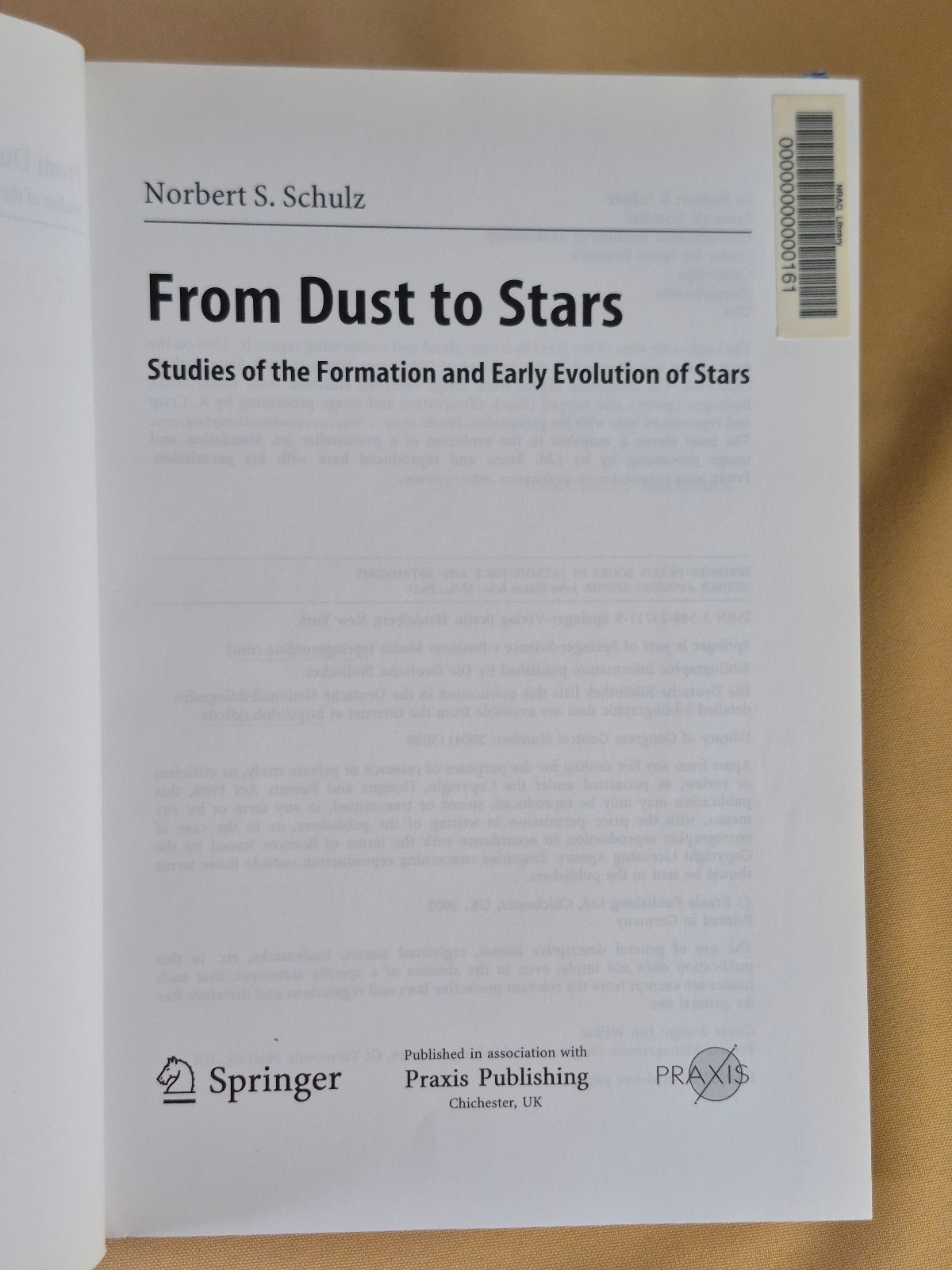From Dust to Stars – Stellar Formation – Norbert S. Schulz – Springer Hardcover