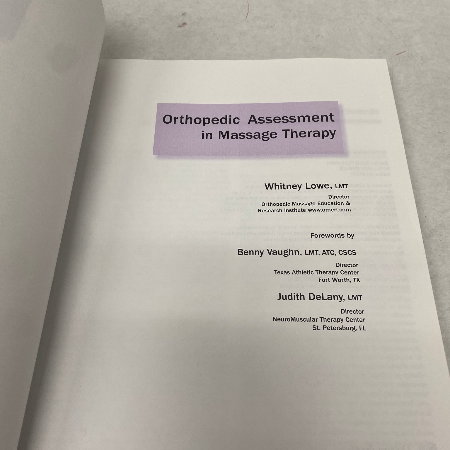 Orthopedic Assessment in Massage Therapy Whitney Lowe 2018 Medical Textbook