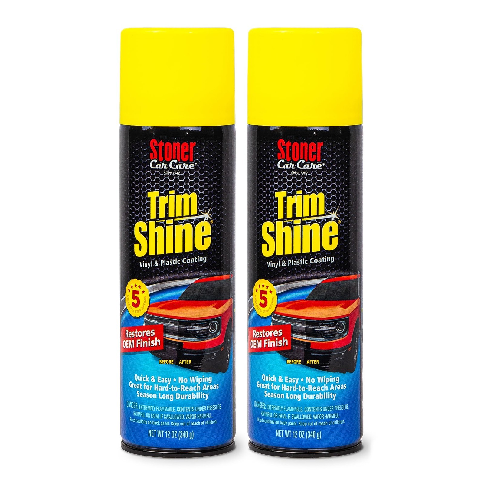 Trim Shine Restorer for Cars, Black Plastic & Vinyl Protectant Coating, 12 Oz.