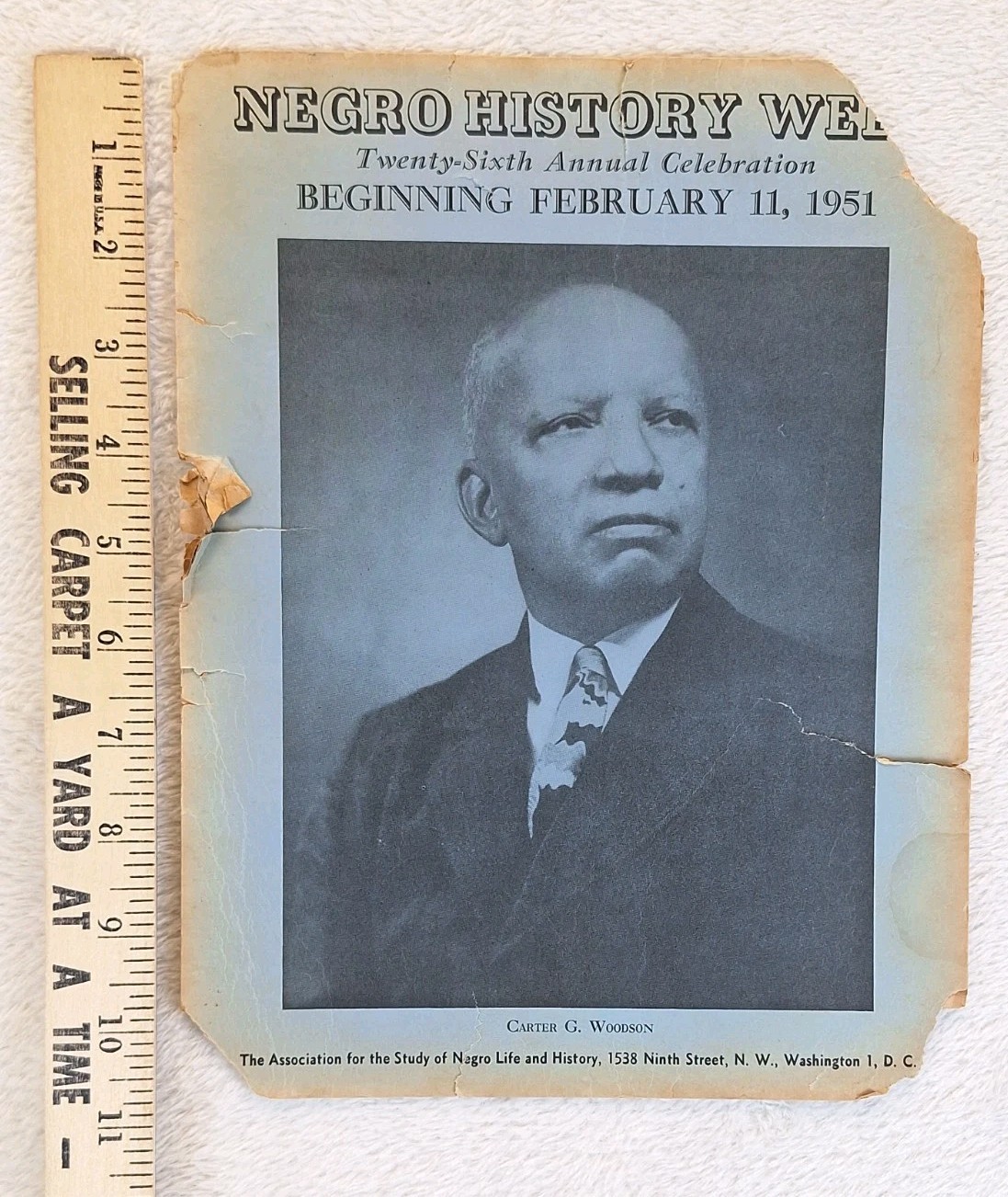 Carter G Woodson Negro History Week Celebration Flyer 26th Annual Feb. 11, 1951