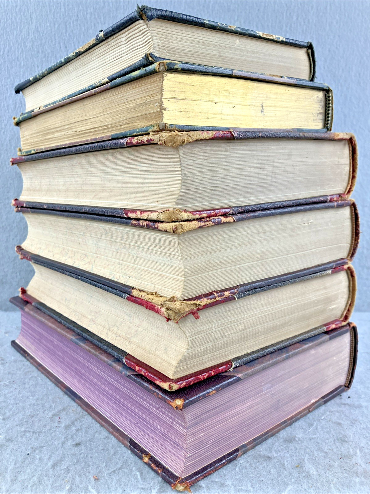 Leather Books Decor Mixed Languages Lot Of 6 Decorative Interior Design Vintage