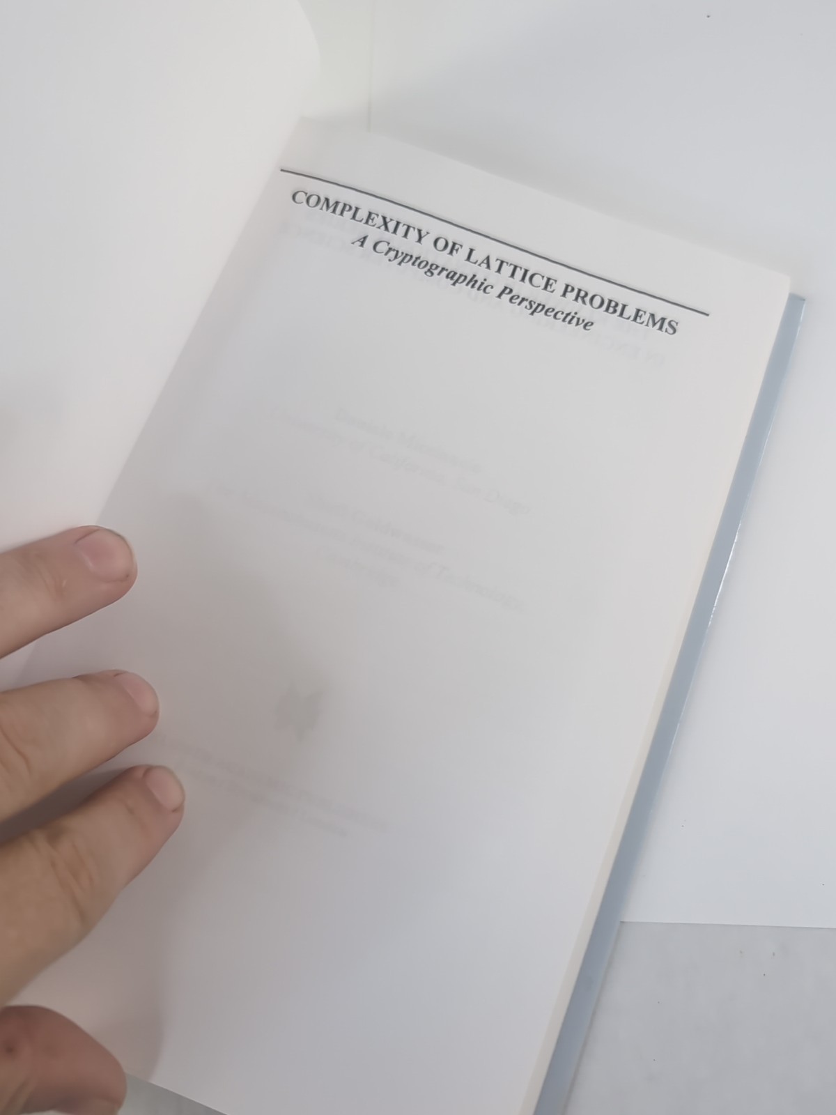 Complexity of Lattice Problems: A Cryptographic Perspective by Daniele Miccianci