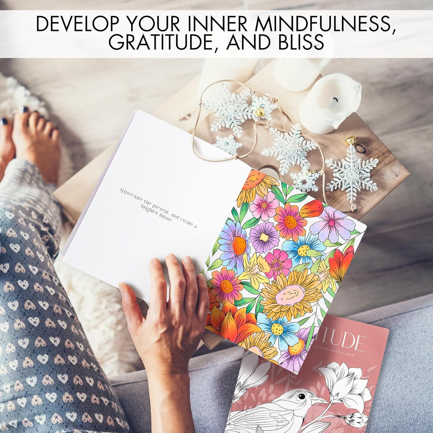 Beautiful Adult Coloring Book Set of 2 for Relaxation – Gratitude