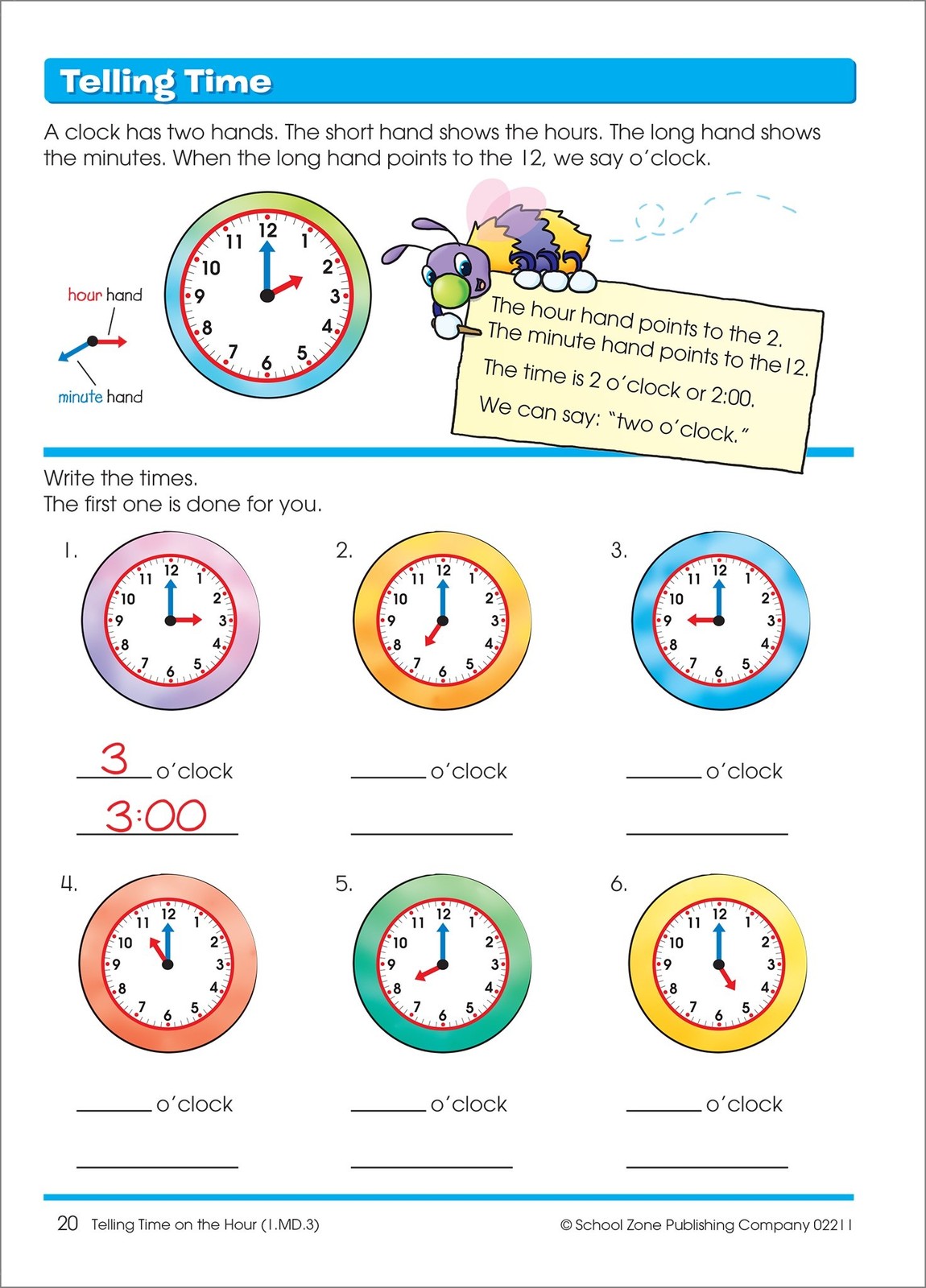 School Zone Time, Money & Fractions Workbook: 64 Pages, 1st Grade, Multicolor