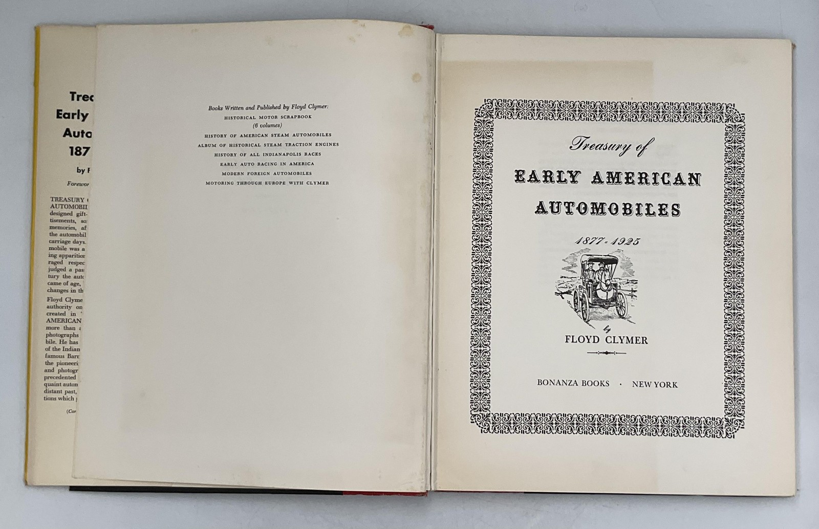 VINTAGE TREASURY OF EARLY AMERICAN AUTOMOBILES 1877-1925 BONANZA DJ HC