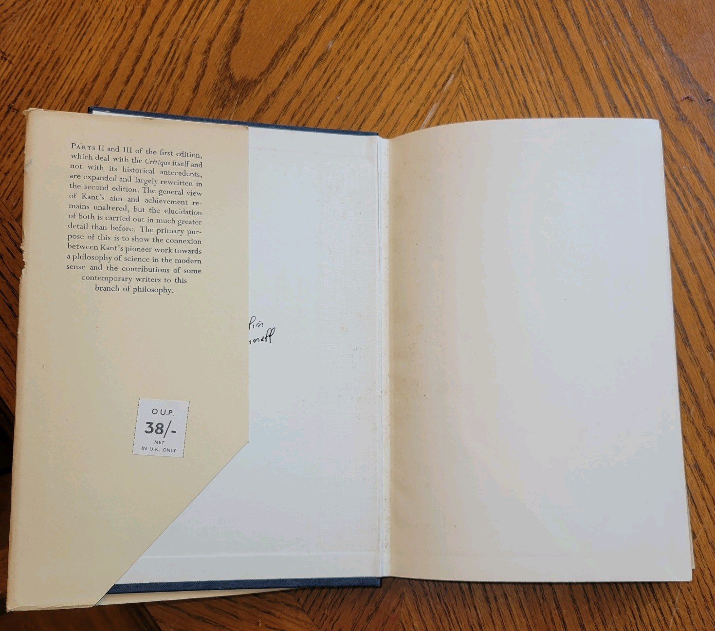 Kant’s Critique of Pure Reason Second Edition T. D. Weldon Oxford Press 1958 HC