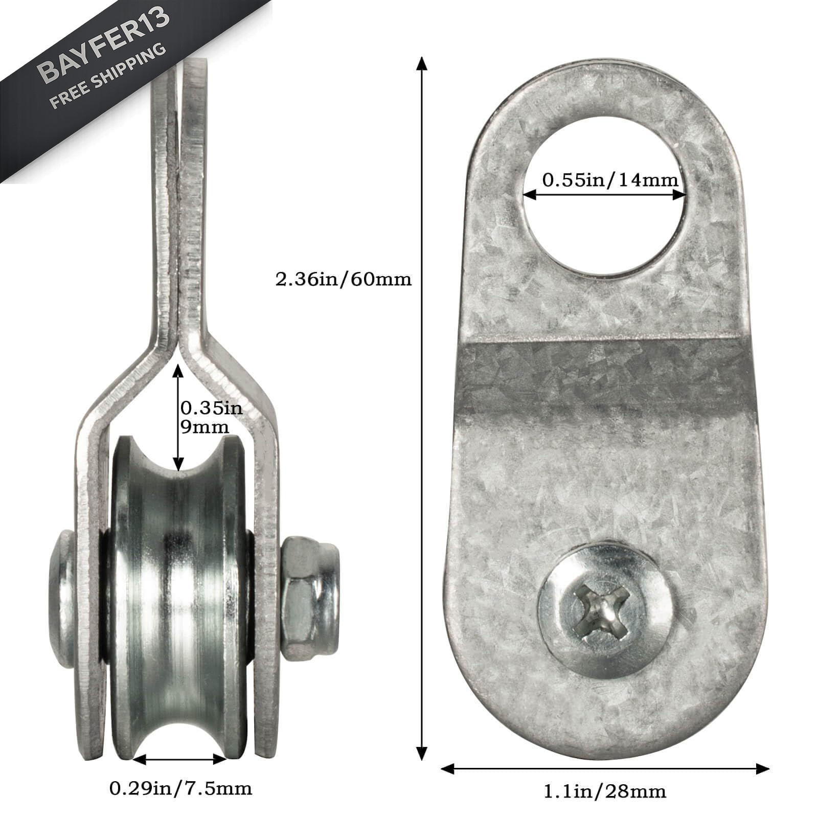 SHINICO 4 Pack Small Snatch Cable Pulley Block for 6mm / 0.23 Inch Wire…