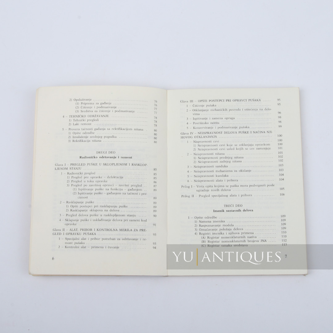 JNA YPA Yugoslav Peoples Army Manual Book For Air Rifle 4,5mm M81A Handling Etc