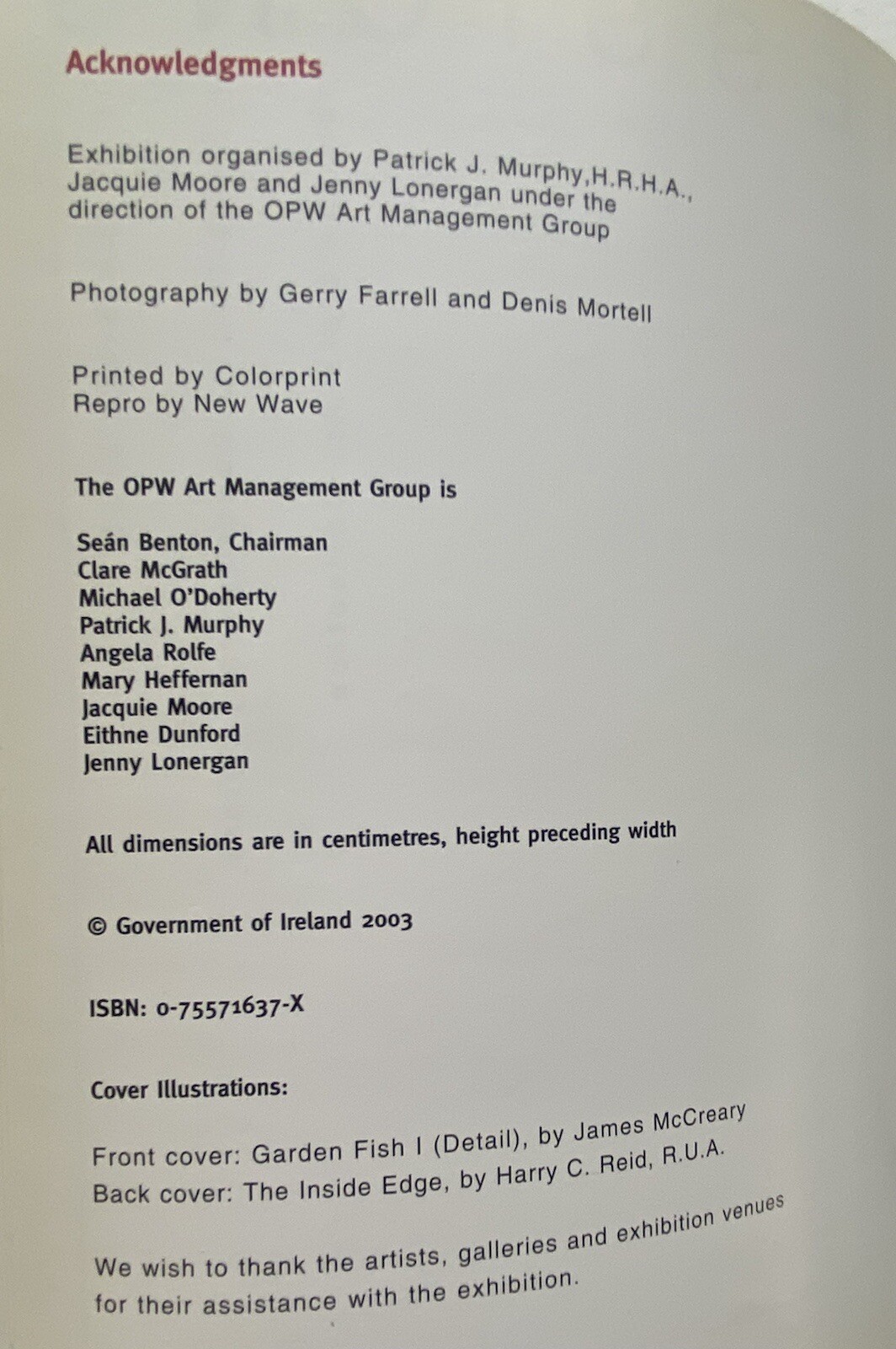 VERY RARE 2003 Government of Ireland ART EXHIBITION BOOK Impressions Exhibition