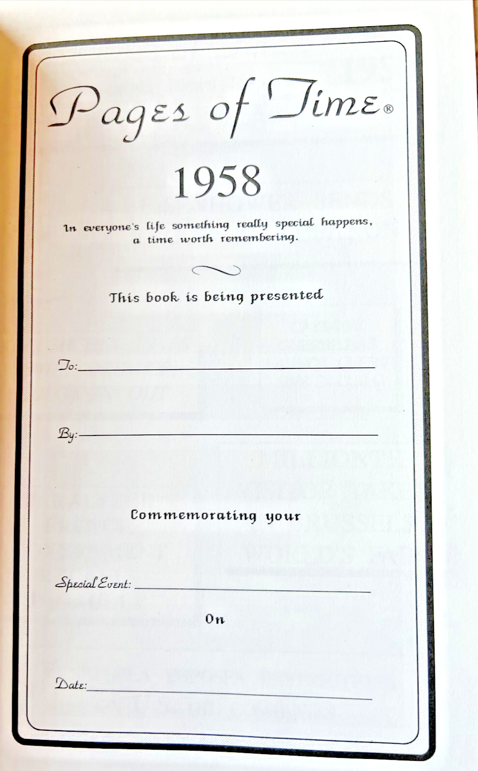 Pages of Time A Nostalgia News Report Booklet Facts & Trivia 1958 Novelty Gift