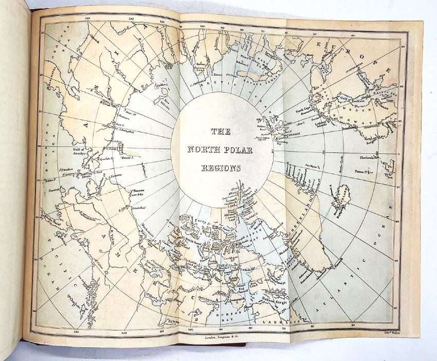 Antique 1892 THE POLAR WOLRD Exploration Maps Whaling Esquimaux FINE BINDING