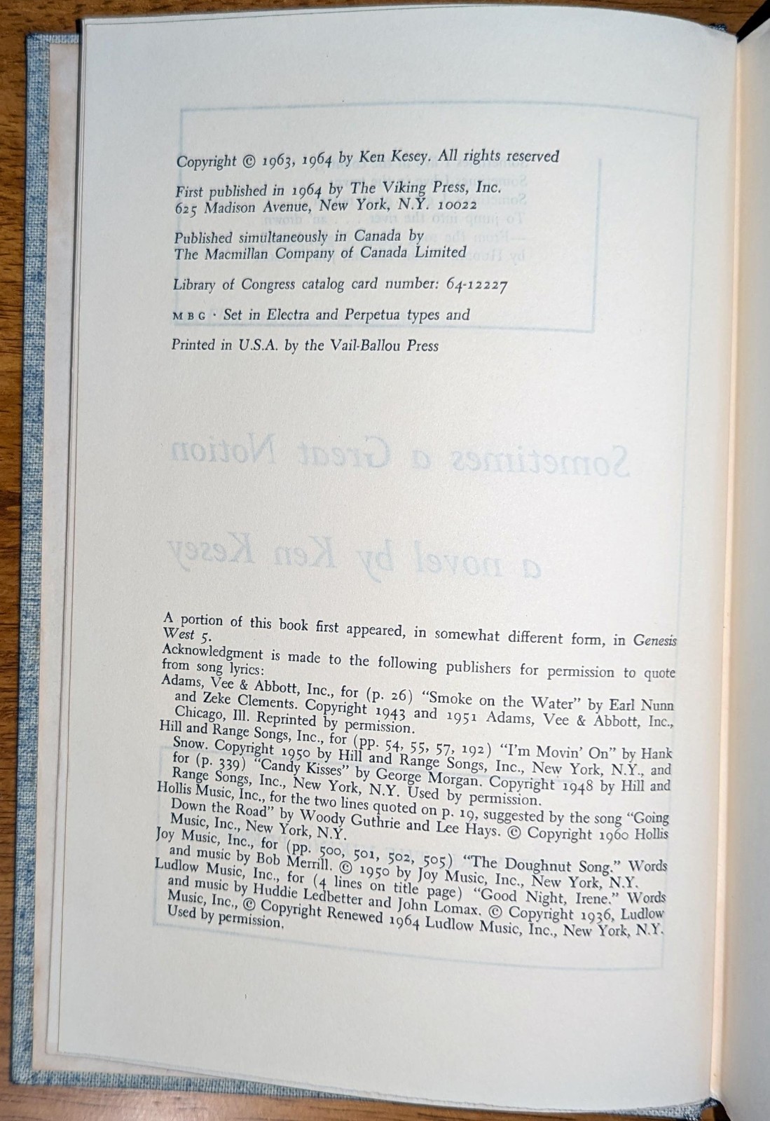 KEN KESEY, Sometimes a Great Notion. First ed., 1st printing, 1964. 1st-state DJ