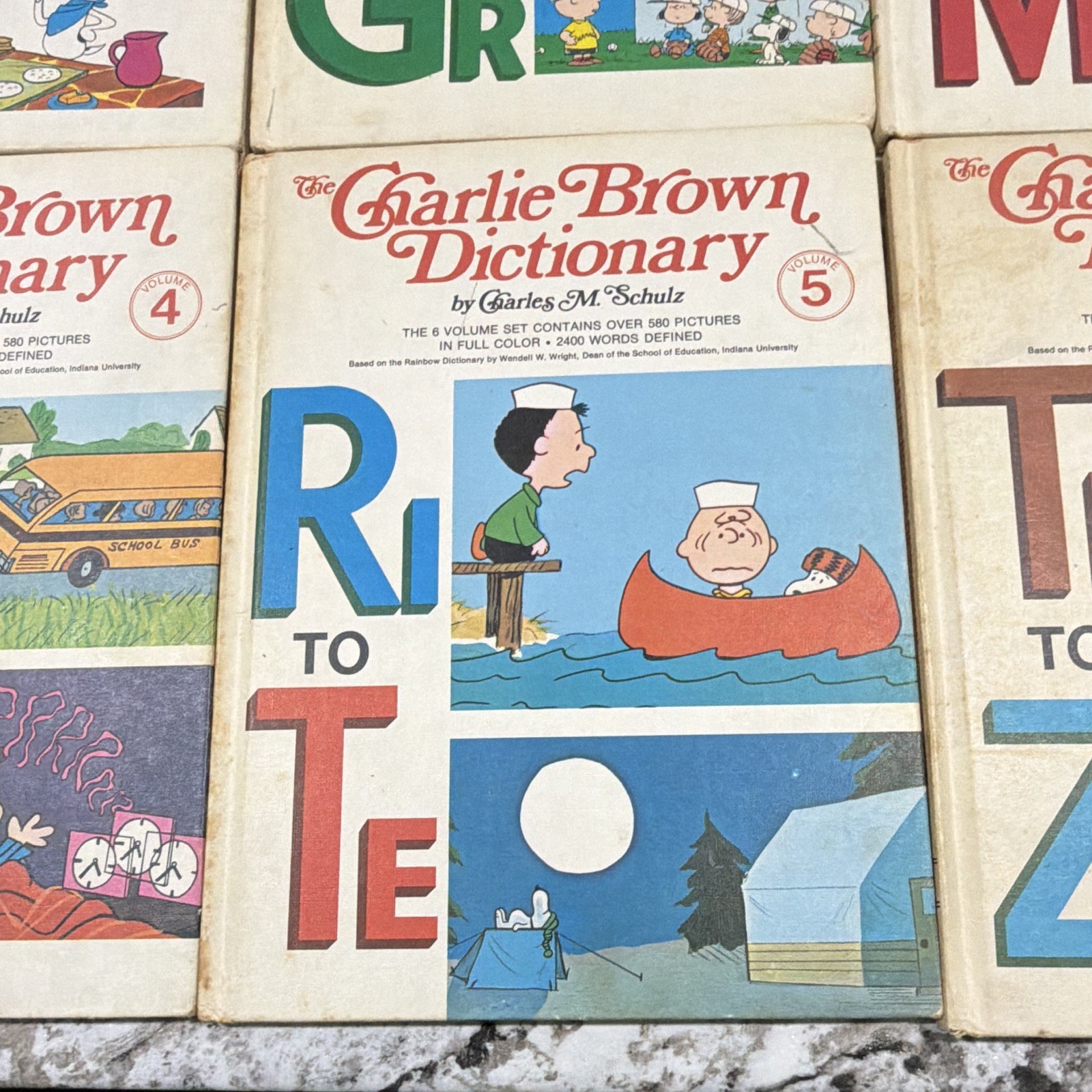 Vintage Charlie Brown Dictionary Complete Set 1-6 Peanuts Charles M. Schulz Educ