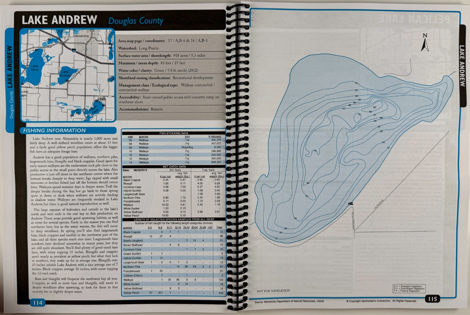 Minnesota Alexandria Area & West Central Minnesota Fishing Maps Guidebook