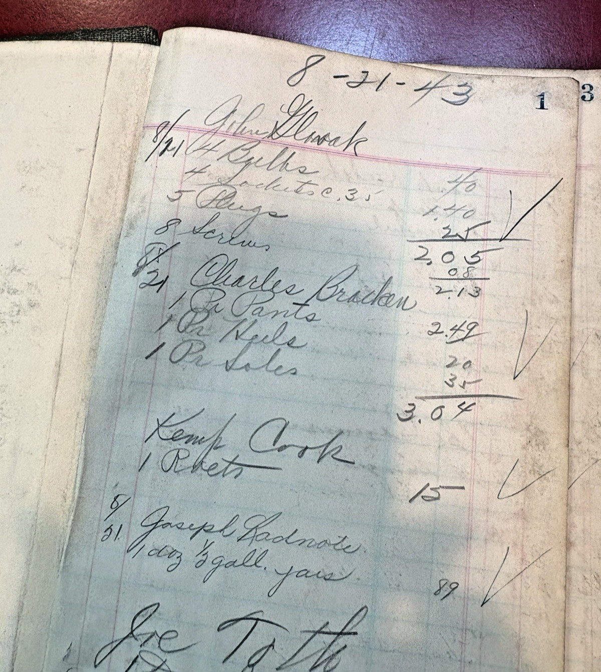 Old Vintage Store Ledger 1943 Pennsylvania Coal town