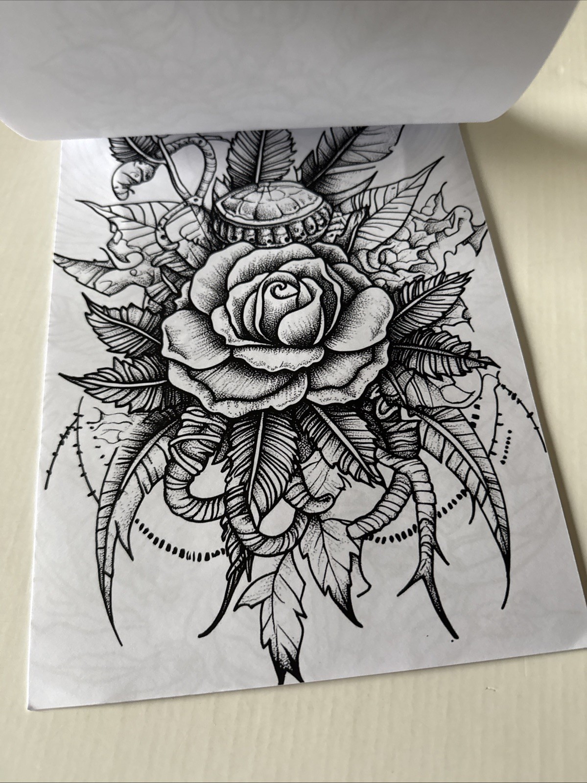 8 1/2 x 11 1/2 adult coloring book Tattoo NEW Shipping Included