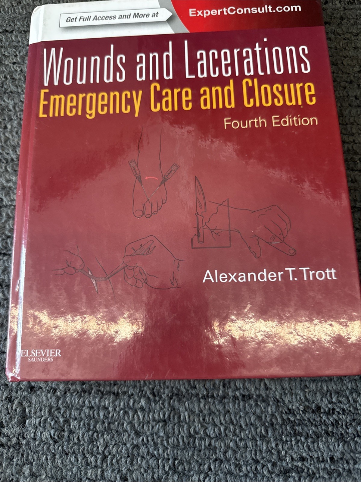 WOUNDS AND LACERATIONS BOOK EMERGENCY CARE & CLOSURE TEXTBOOK 4th EDITION + CODE