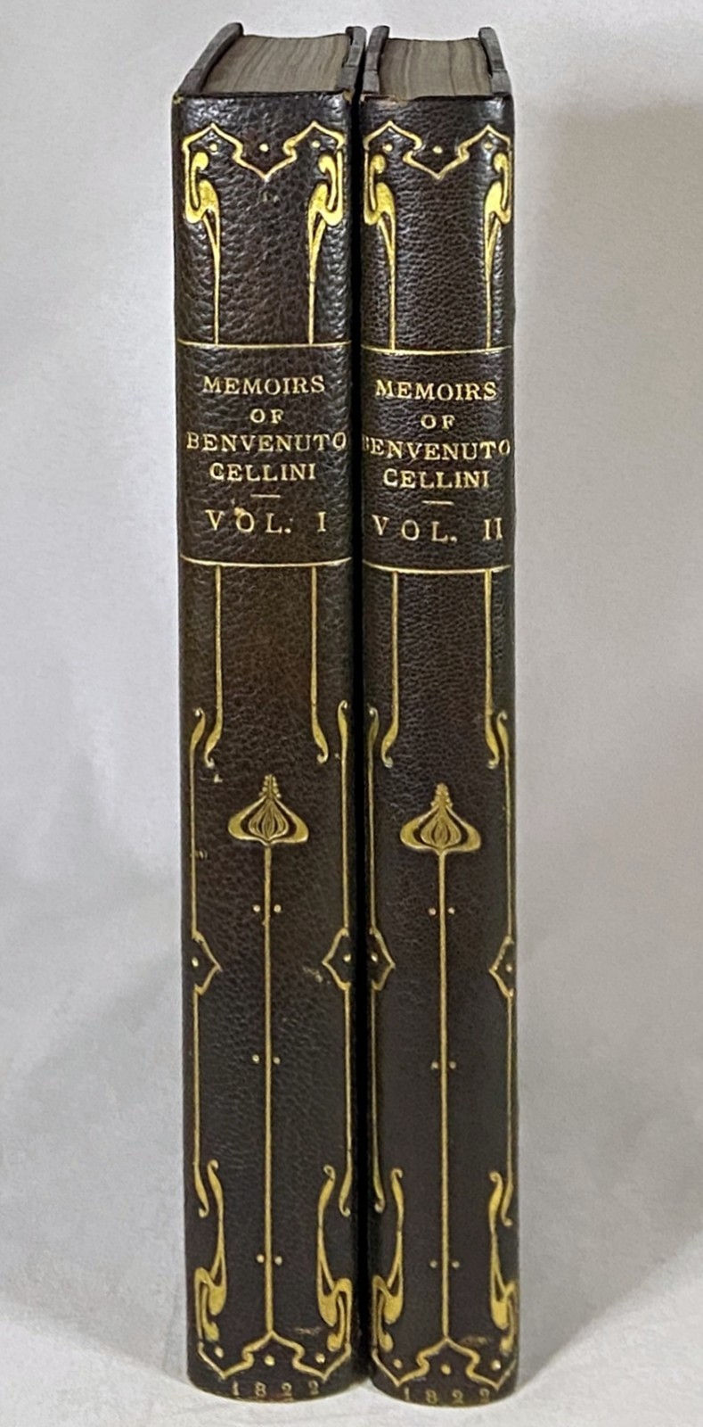 1822 LIFE OF BENVENUTO CELLINI Art Nouveau ZAEHNSDORF BINDING Fine Leather Books