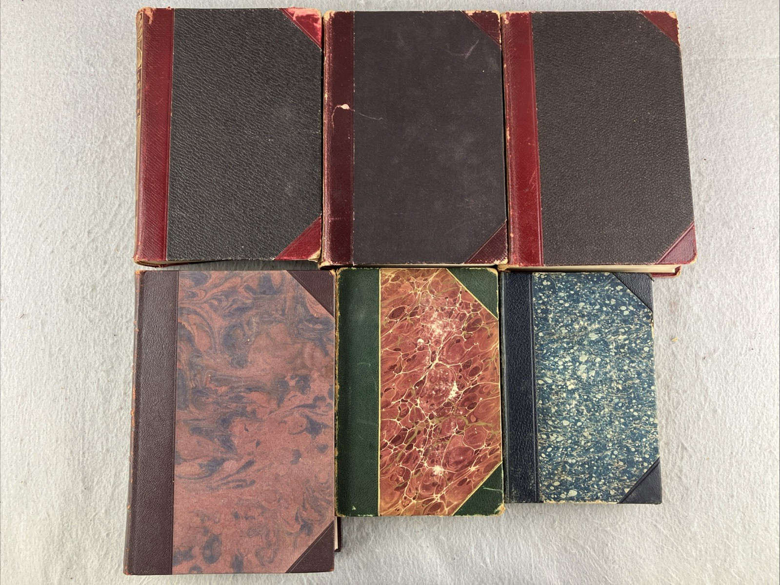 Leather Books Decor Mixed Languages Lot Of 6 Decorative Interior Design Vintage