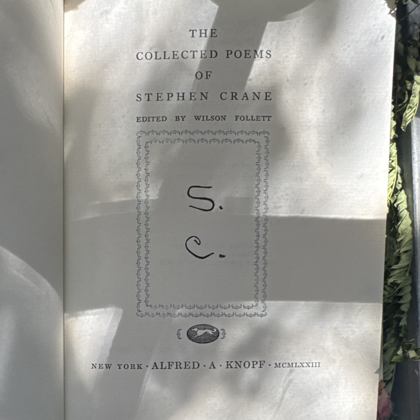 Alfred A. Knopf The Collected Poems of Stephen Crane HC 1930 w/ Dust Jacket