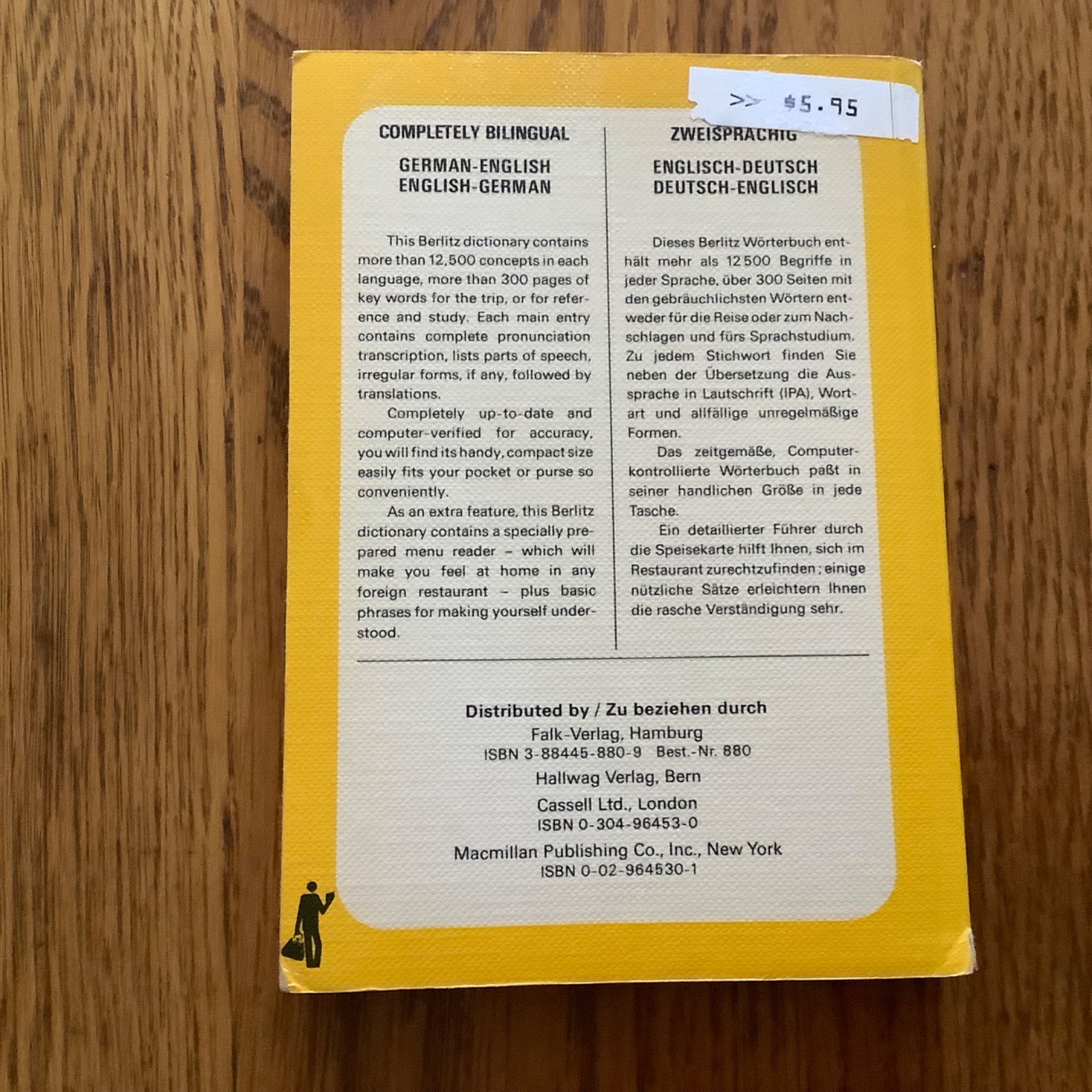 Vintage Berlitz German-English Bilingual Dictionary Paperback 359 Pages