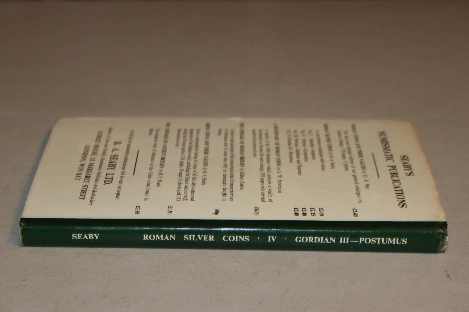 Roman Silver Coins Volume IV Gordian III-Postumus by Seaby, First Edition 1971