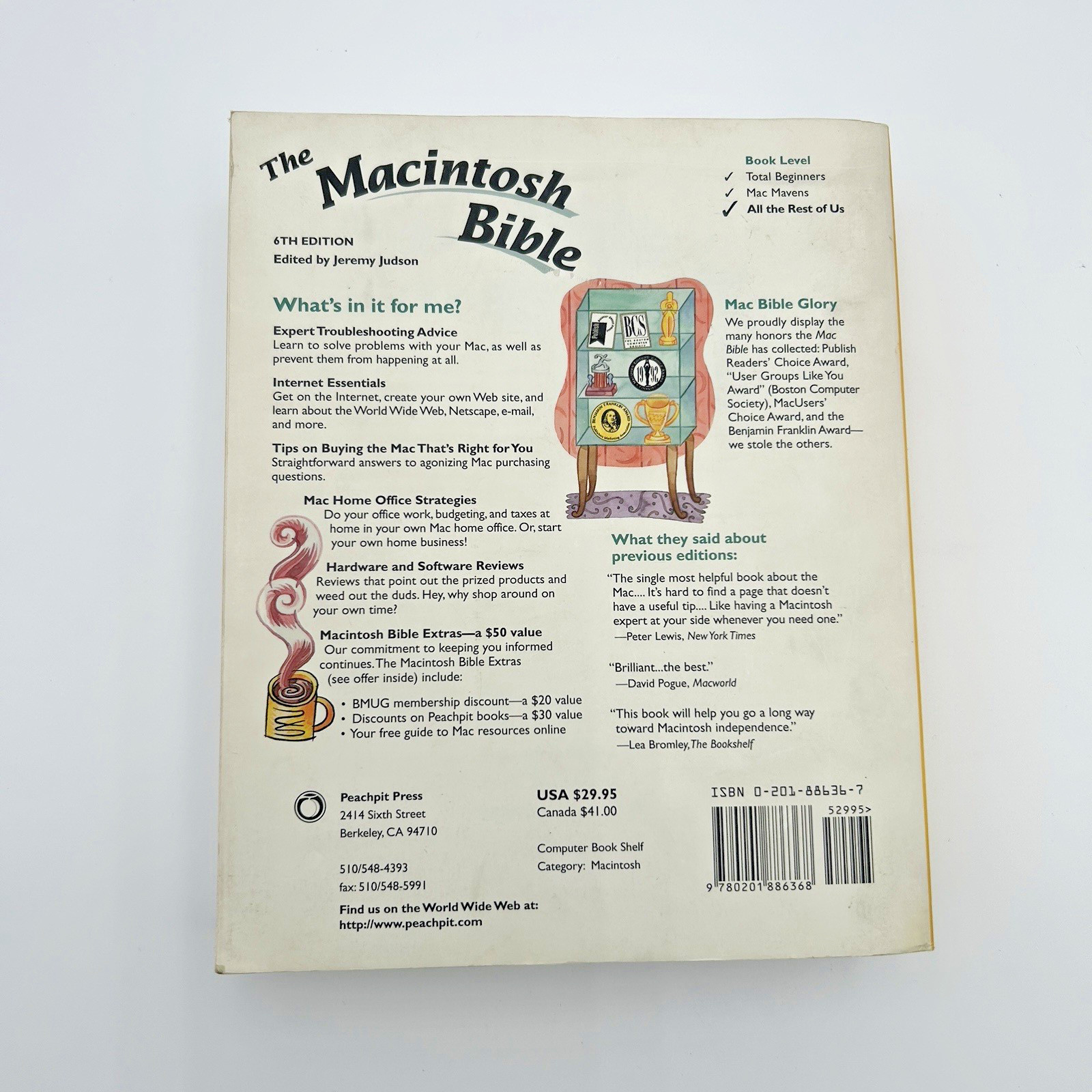 MACINTOSH BIBLE 6th Ed JEREMY JUDSON VINTAGE 1996 PEACHPIT PB 991pgs Mac Guide