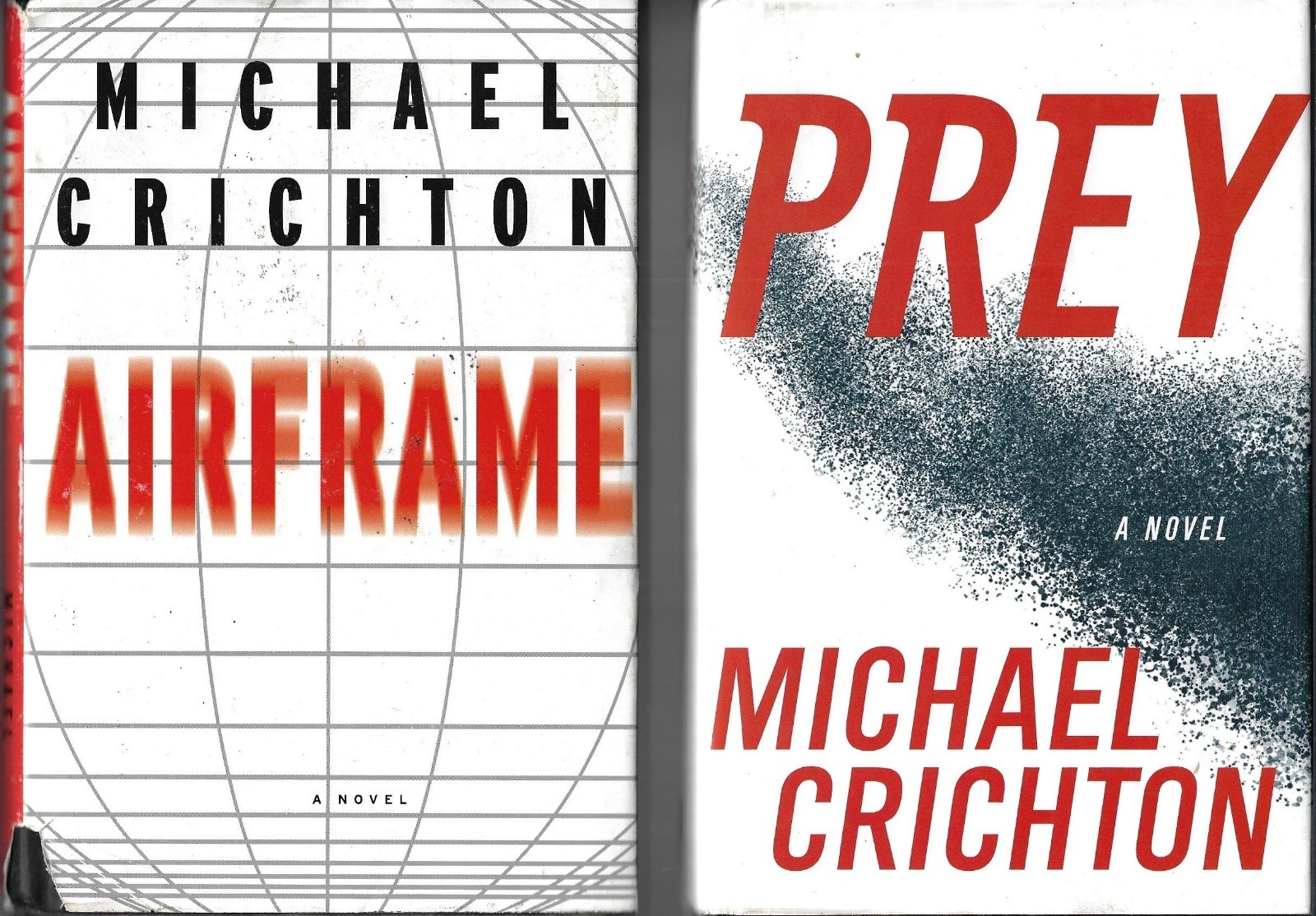 MICHAEL CRICHTON Lot of 2 hardcover with DJ Airframe and Prey may be book club
