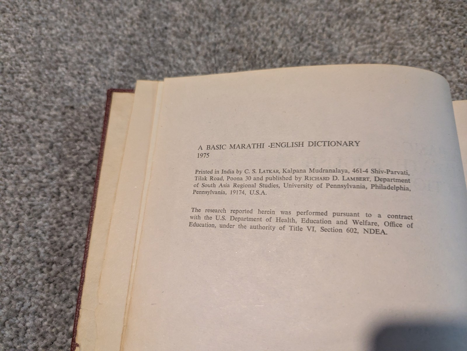 Marathi Reference Grammar + English Dictionary South Asia Regional Studies 1975