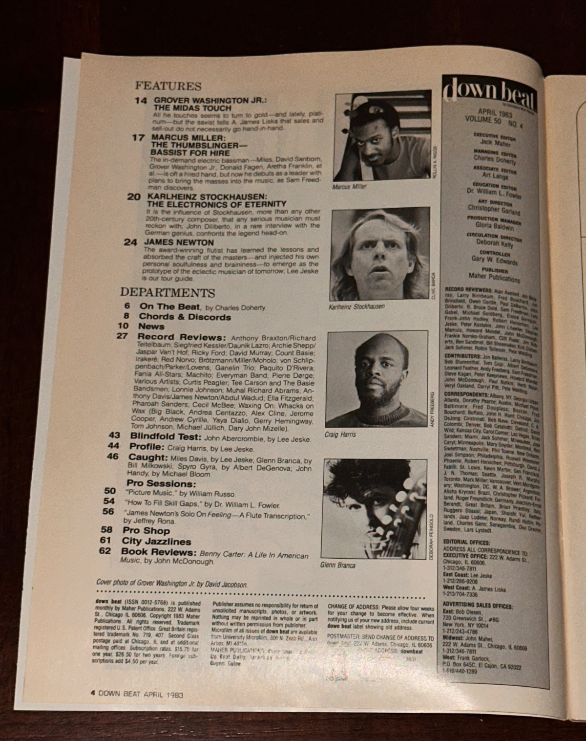 Down Beat Contemporary Music Magazine April 1983 Grover Washington Jr Jazz