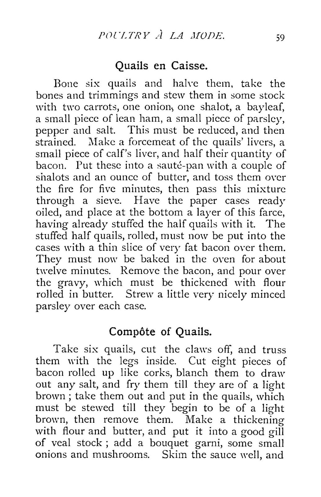 1888 Dressed game And Poultry à La Mode Vintage Cook Book 82 Pages
