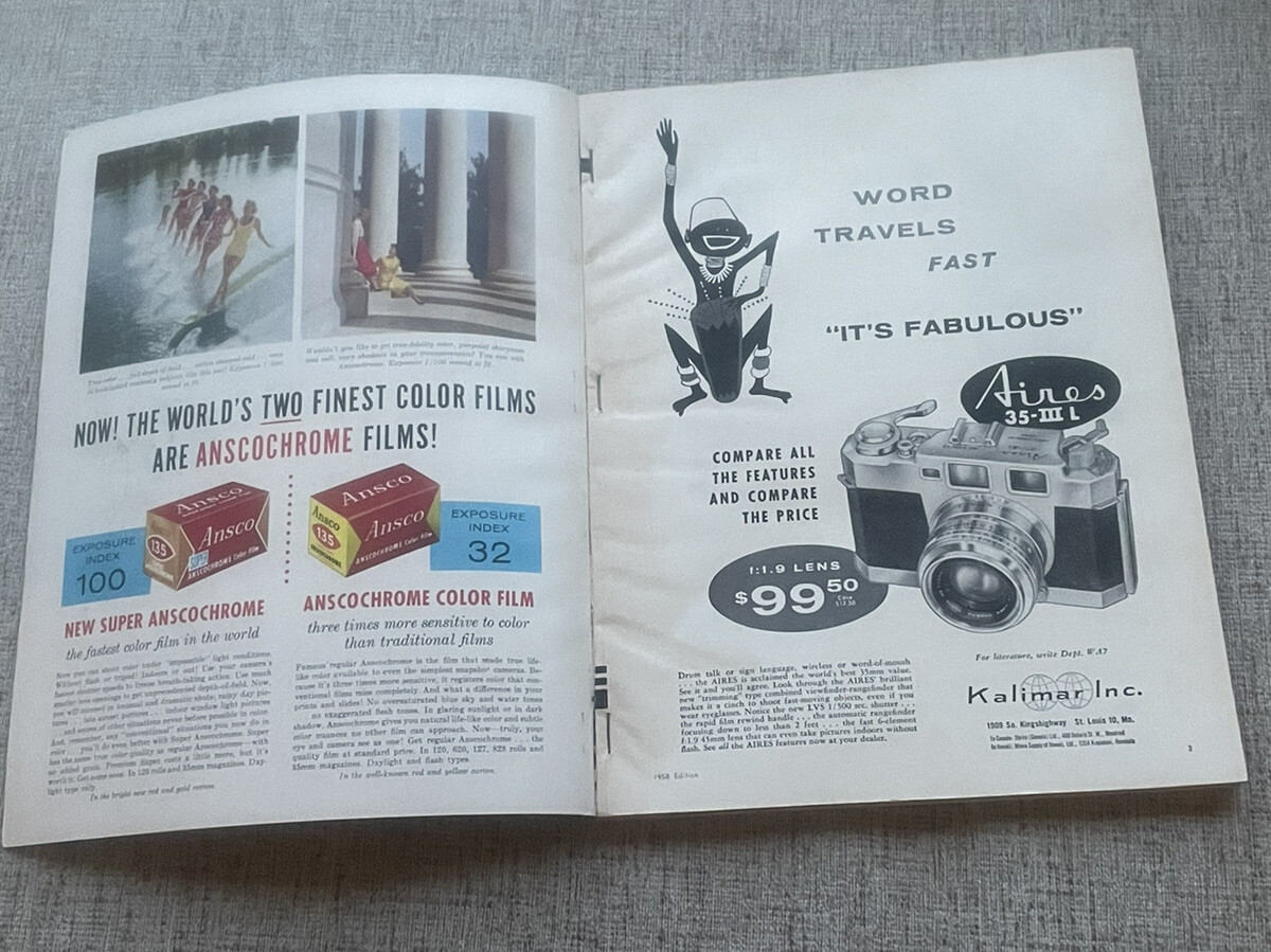 PHOTOGRAPHY ANNUAL 1958 Vintage Compiled Popular Photography LOOK 250 Pages!