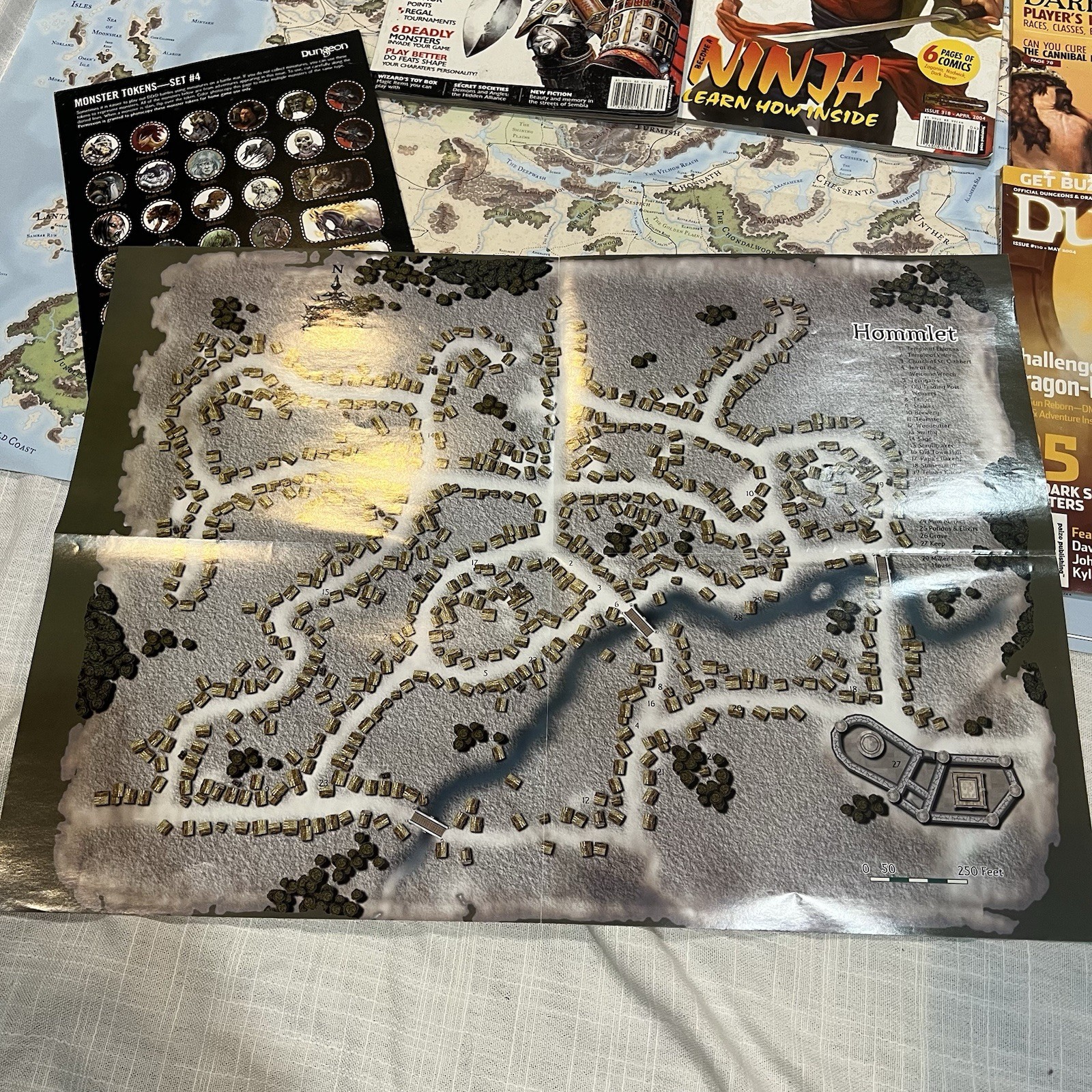 Dragon Dungeon Magazine 18 Piece LOT D&D RPG Wizards 2000s + Various Map Inserts