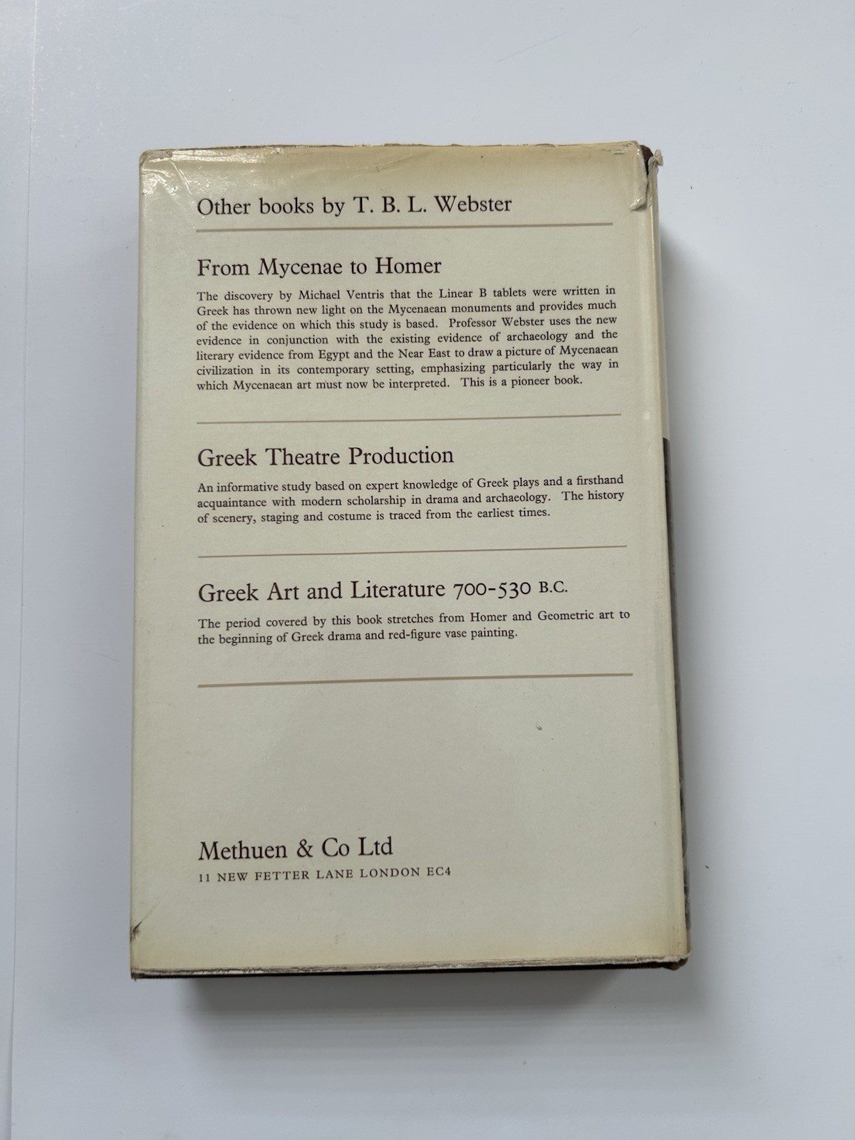 Hellenistic Poetry And Art By T. B. L. Webster , Hardcover 1964 Dust Jacket