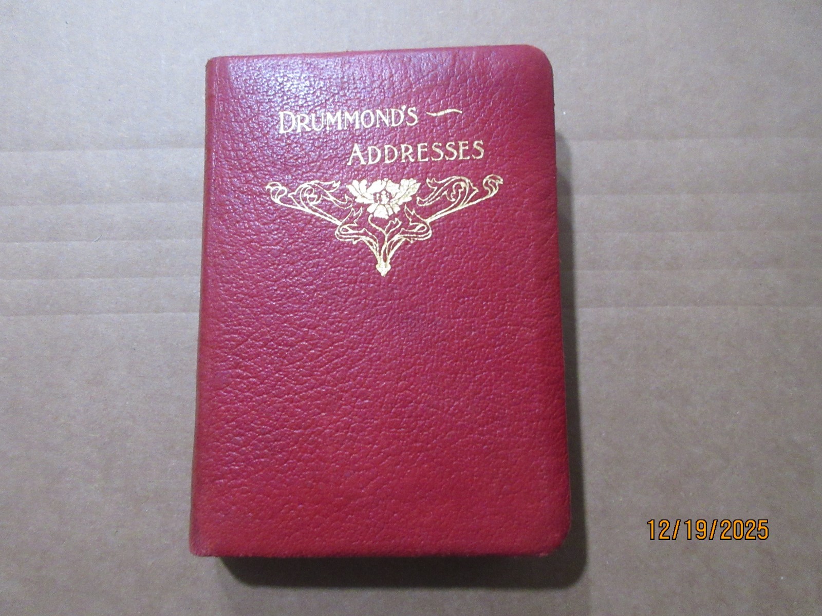 Antique Red Leather Cover w/ Gold Gilt Pages Book Henry Drummond’s Addresses