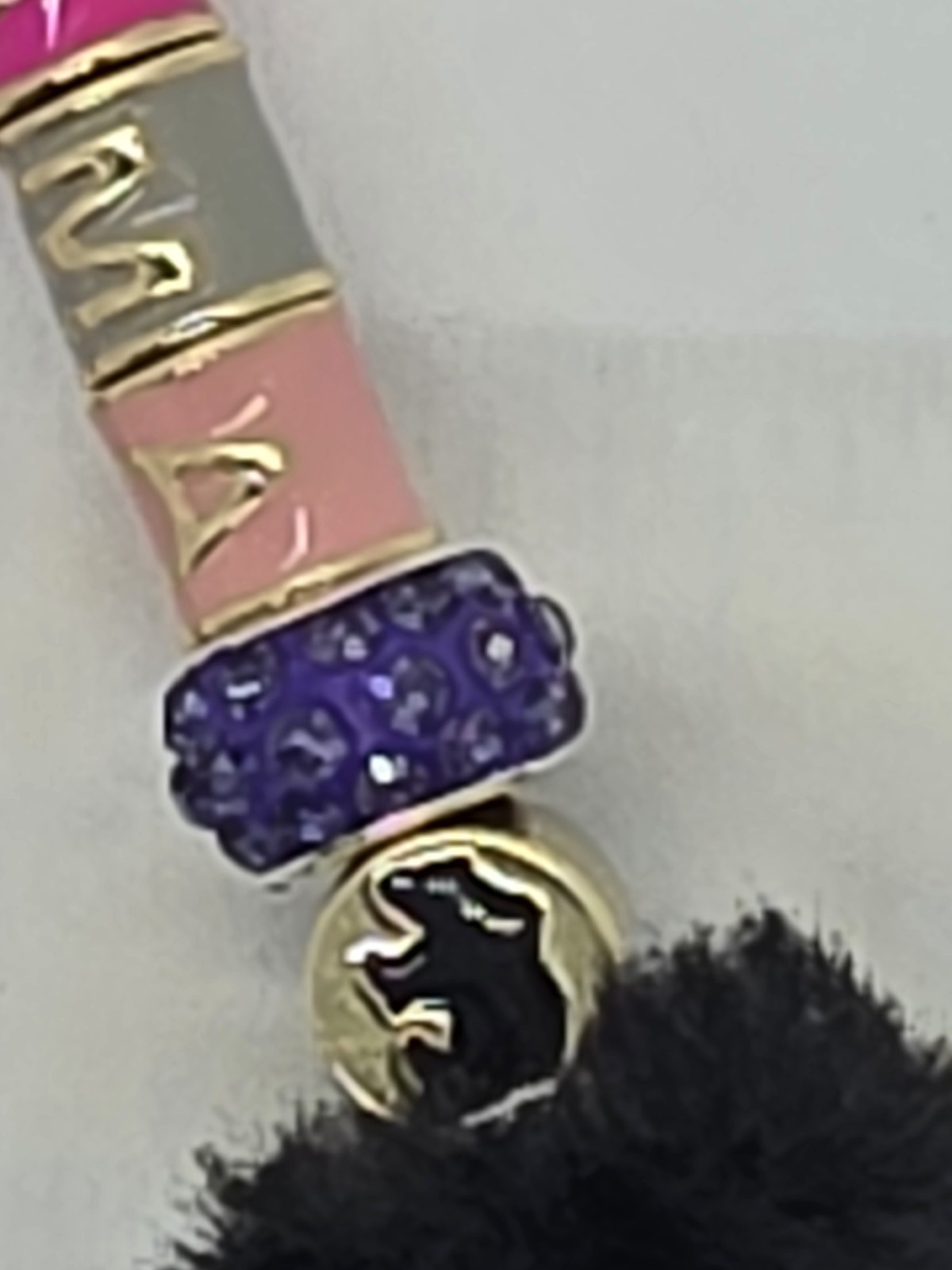 Beaded Bookmark Handcrafted Mama BEAR W/ faux Fur & Rhinestones 3.4″ In. Long.