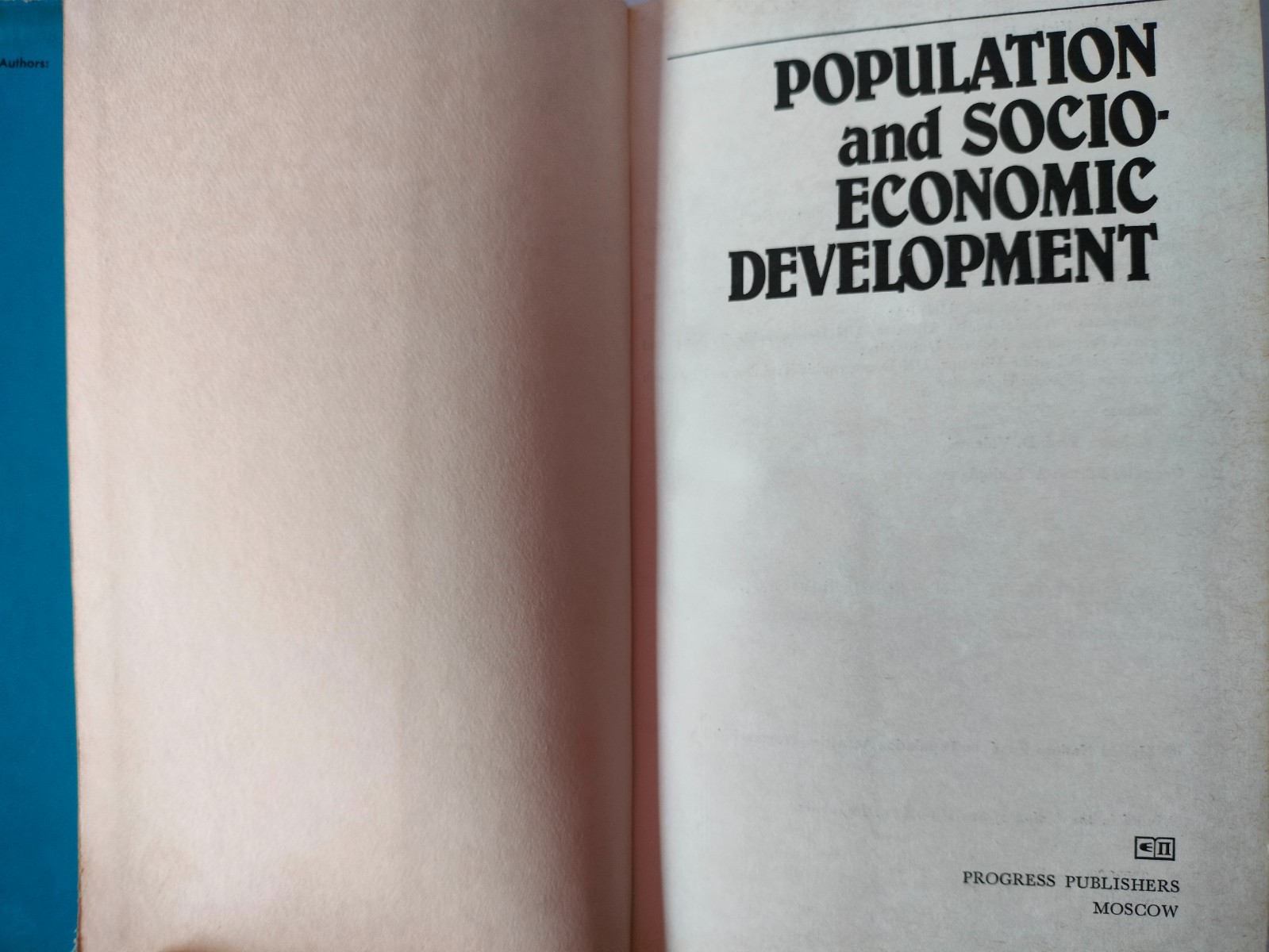 Population and Socio – Economic Development Progress Publishers Moscow 1986