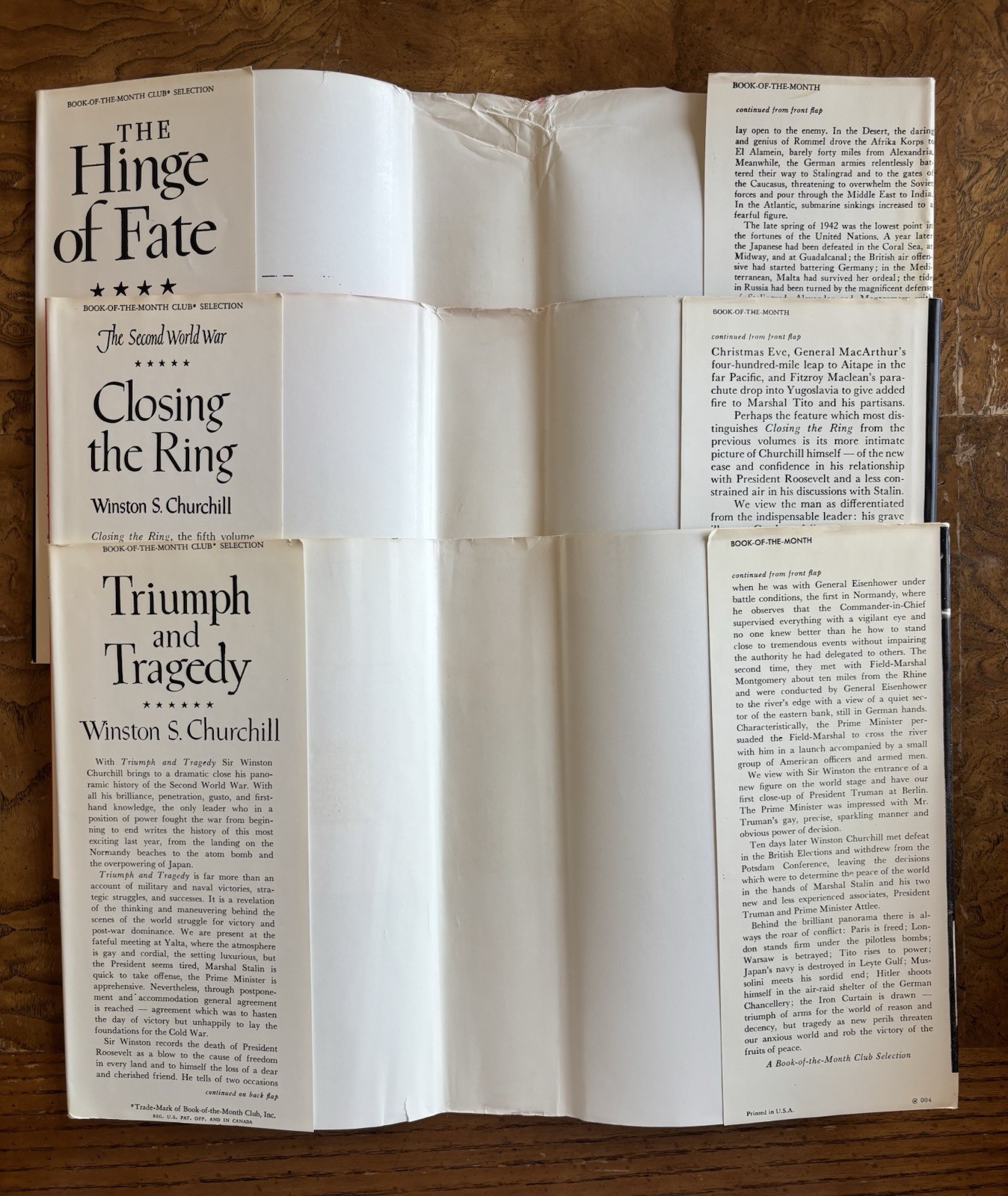 Winston Churchill Second World War Complete 6 Volume Set BOMC Dust Jackets