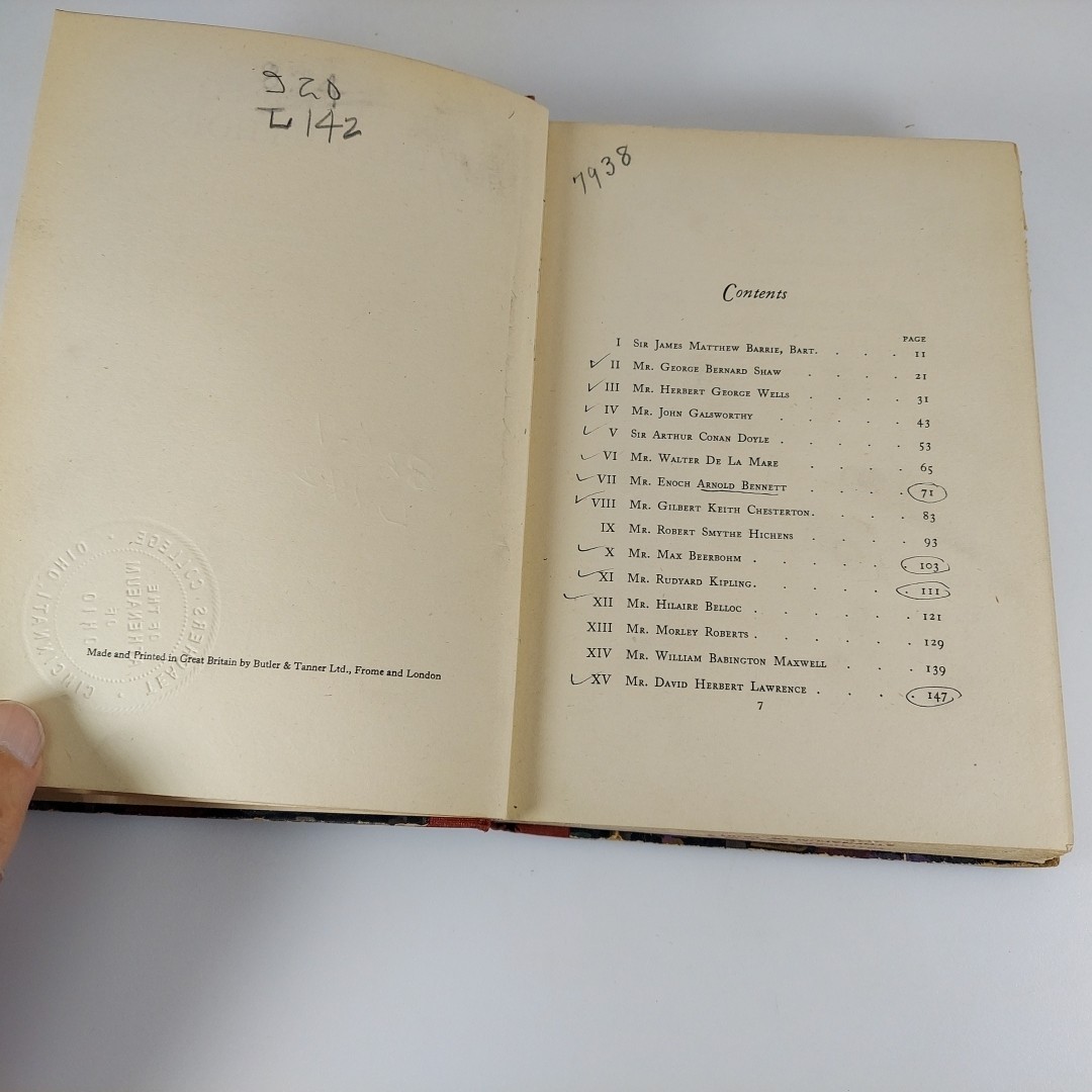 Lectures to Living Authors By Lacon 1925 Houghton Mifflin Illustr HC Ex-Library