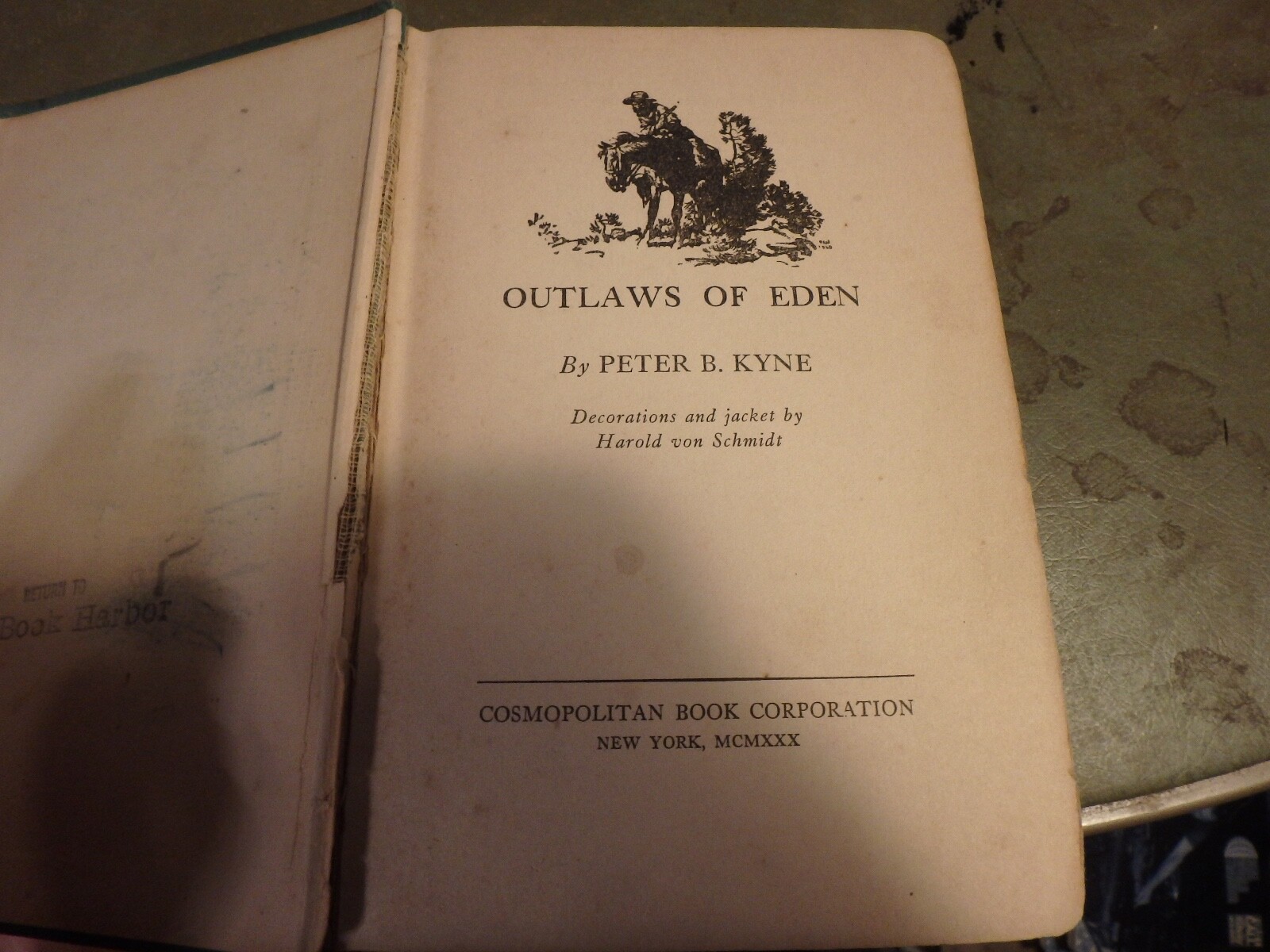 2H- 1930 edition- HB- OUTLAWS of EDEN by Peter B. KYNE -341 pages