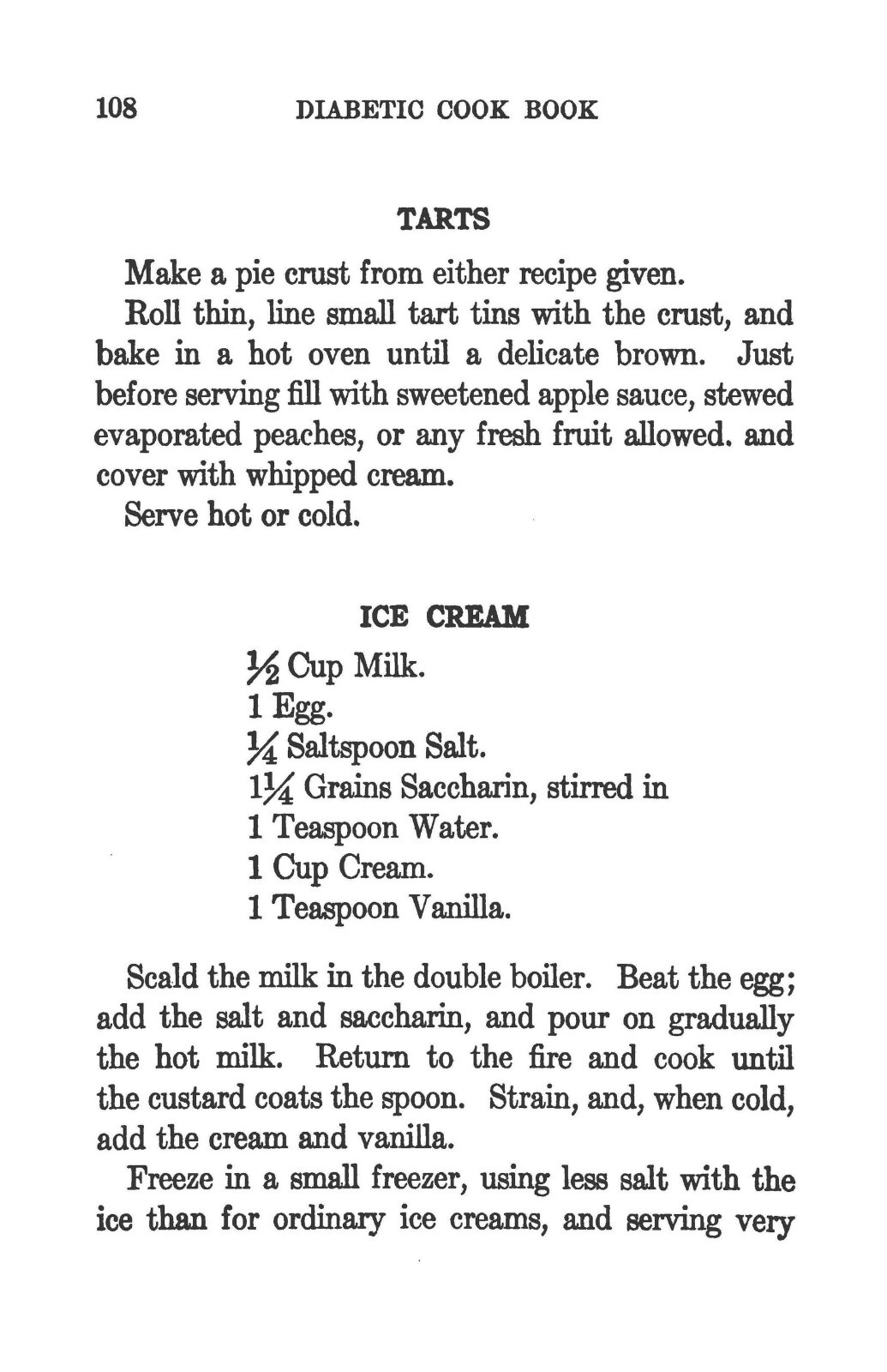 1912 Diabetic Cook Book 116 Pages